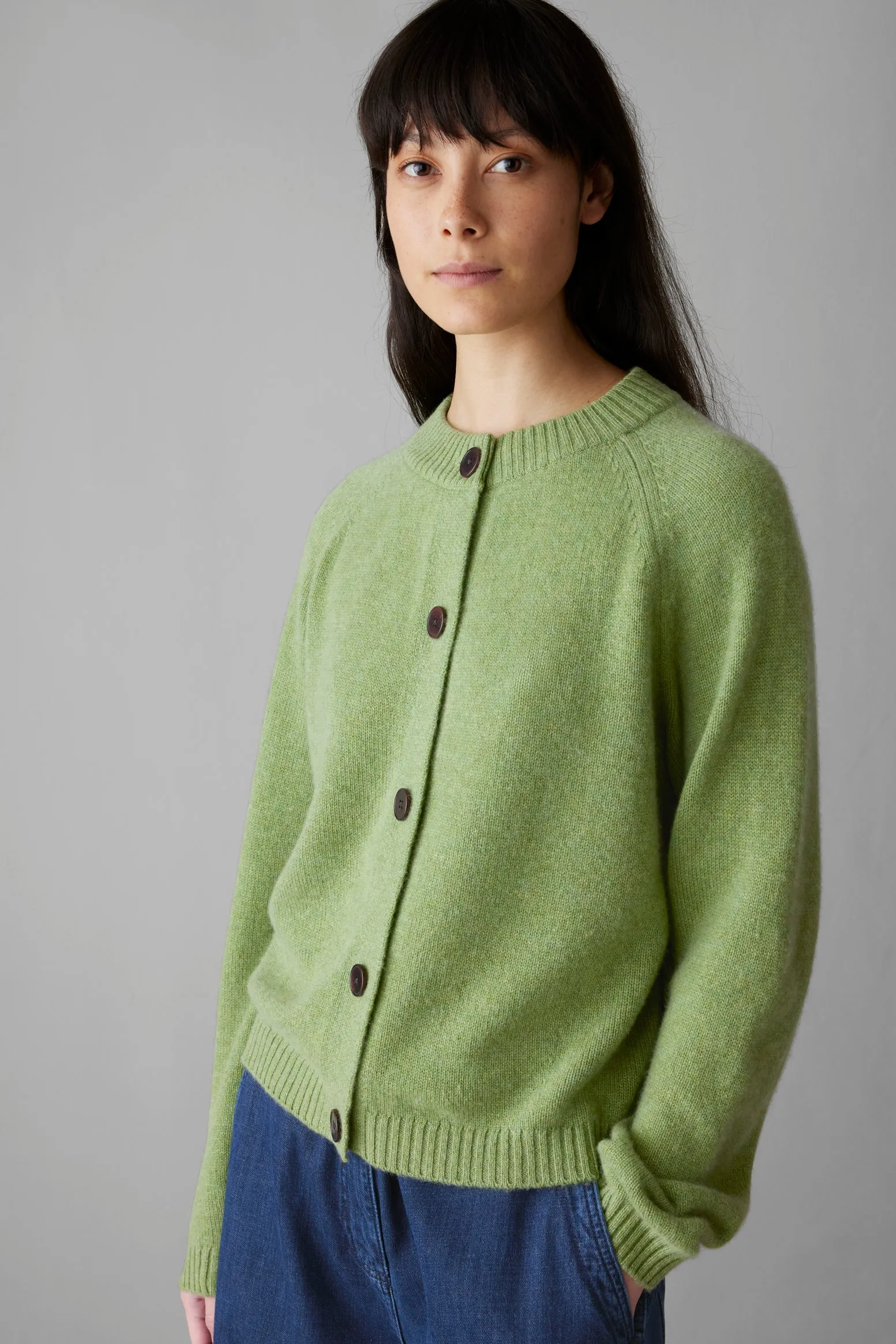 Eden Wool Cashmere Raglan Cardigan | Pea Shoot sold by TOAST product image thumbnail 2