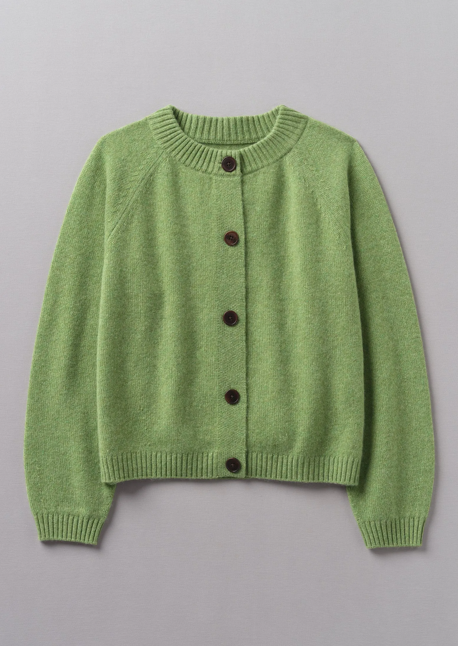 Eden Wool Cashmere Raglan Cardigan | Pea Shoot sold by TOAST