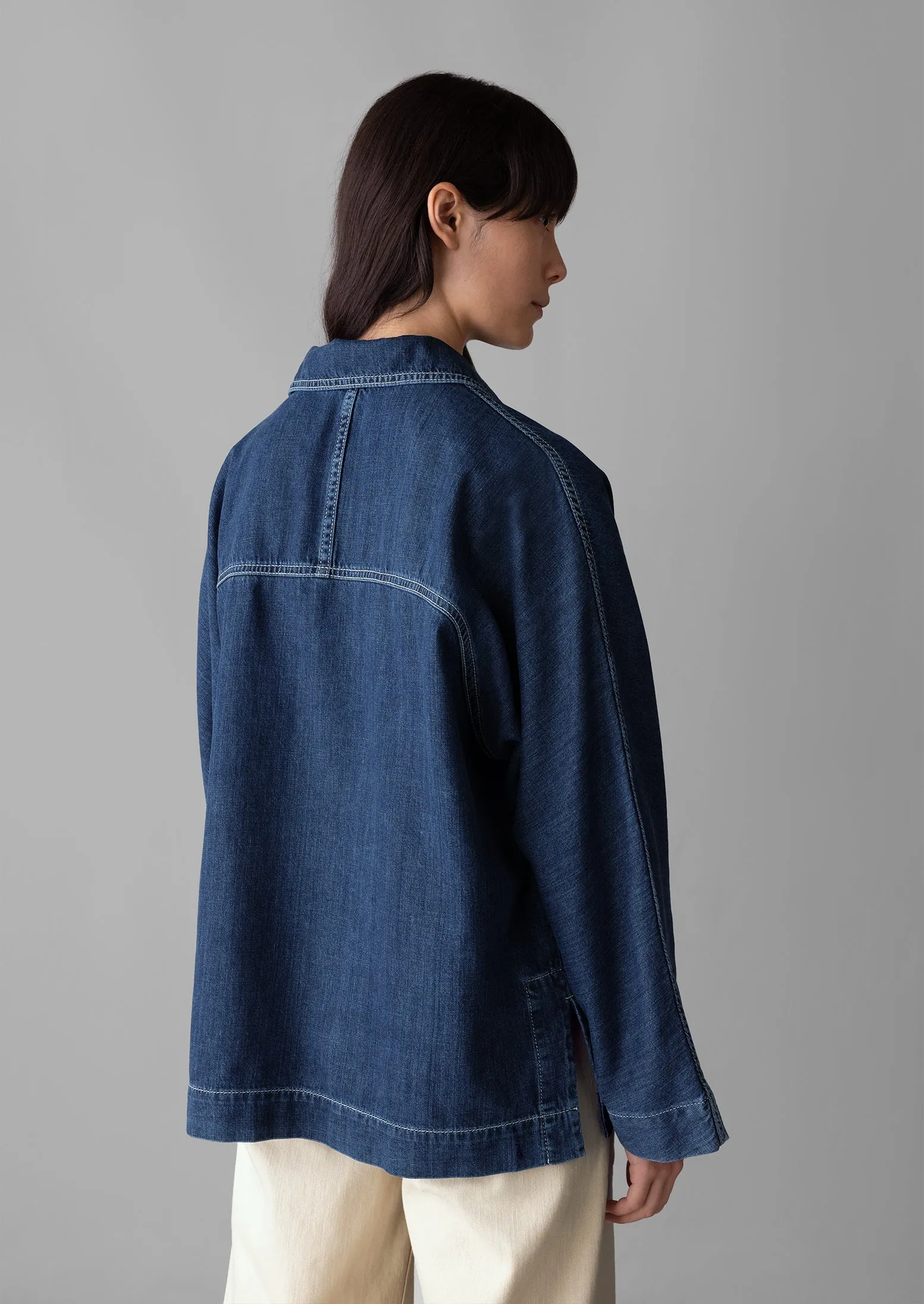Half Placket Denim Shirt | Indigo/MidBlue sold by TOAST product image thumbnail 5