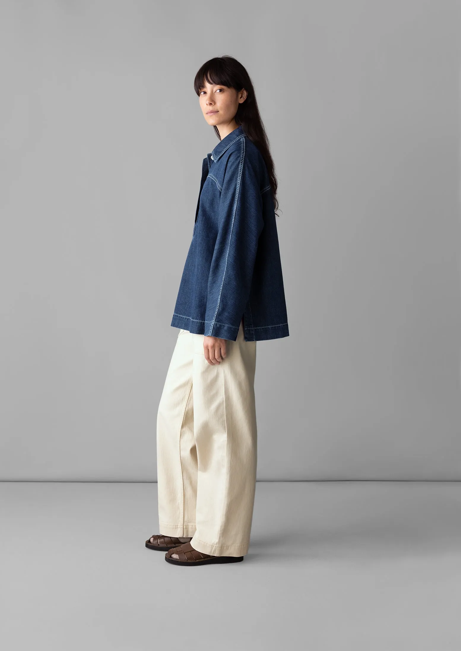 Half Placket Denim Shirt | Indigo/MidBlue sold by TOAST product image thumbnail 2