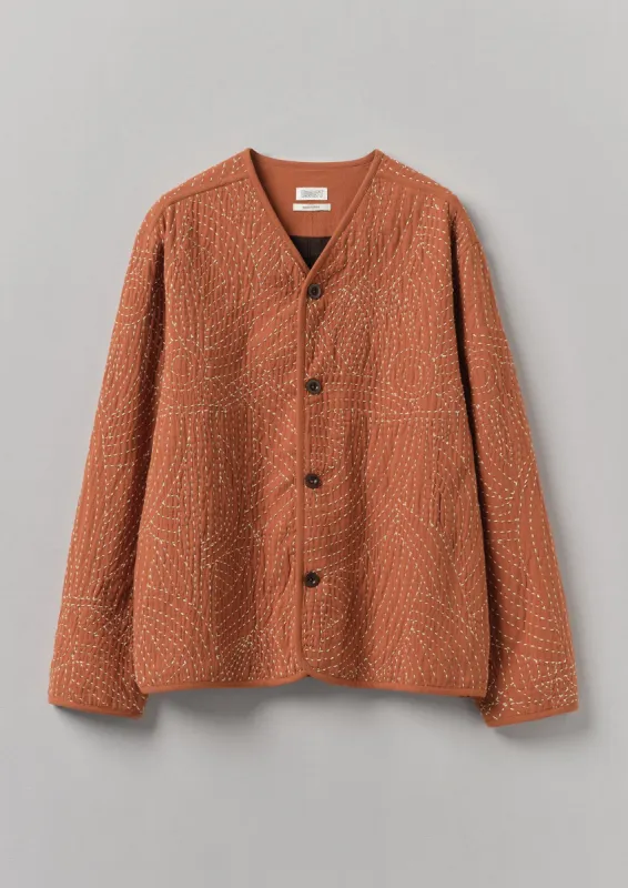 Hand Embroidered Kantha Relaxed Jacket | Red Granite sold by TOAST