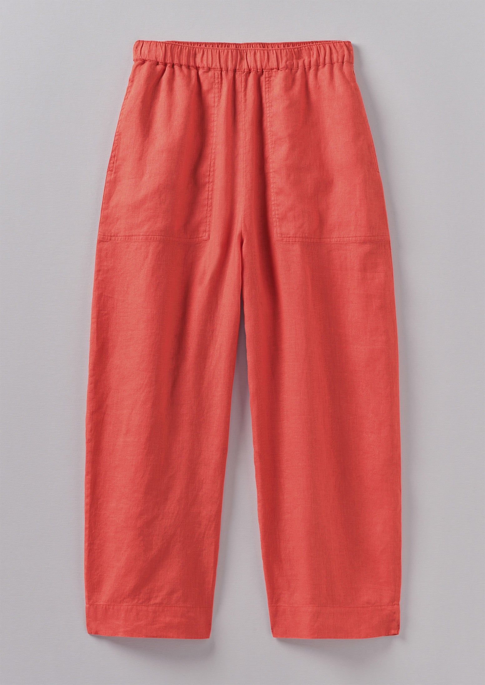 Garment Dyed Linen Barrel Leg Trousers | Poppy Red sold by TOAST