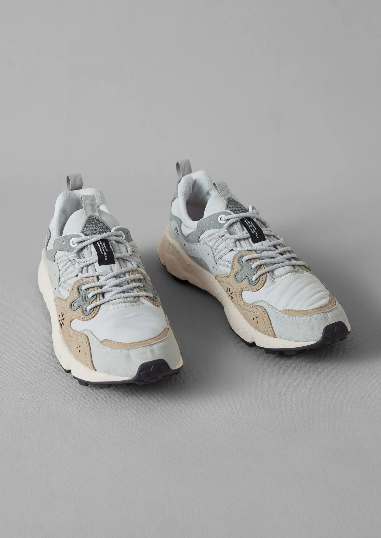 Flower Mountain Yamano Panelled Trainers | Light Grey sold by TOAST