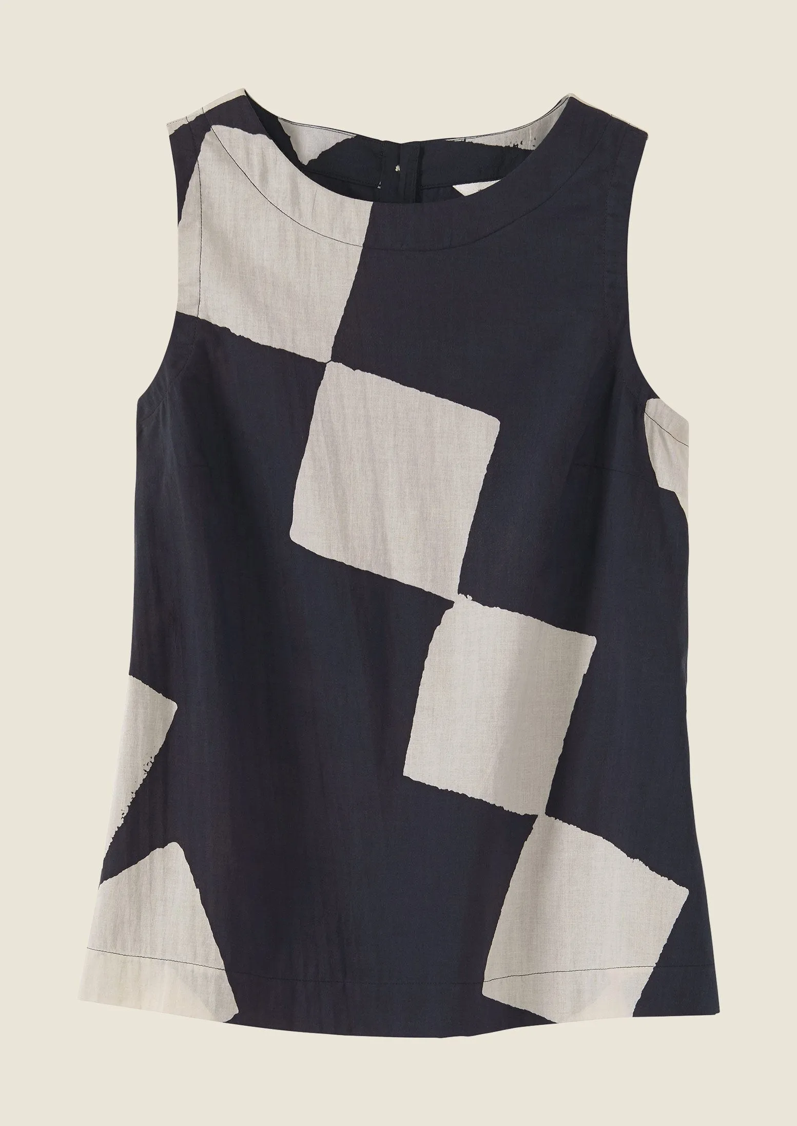 Diamond Print Cotton Tank Top | Off Black/Ecru sold by TOAST