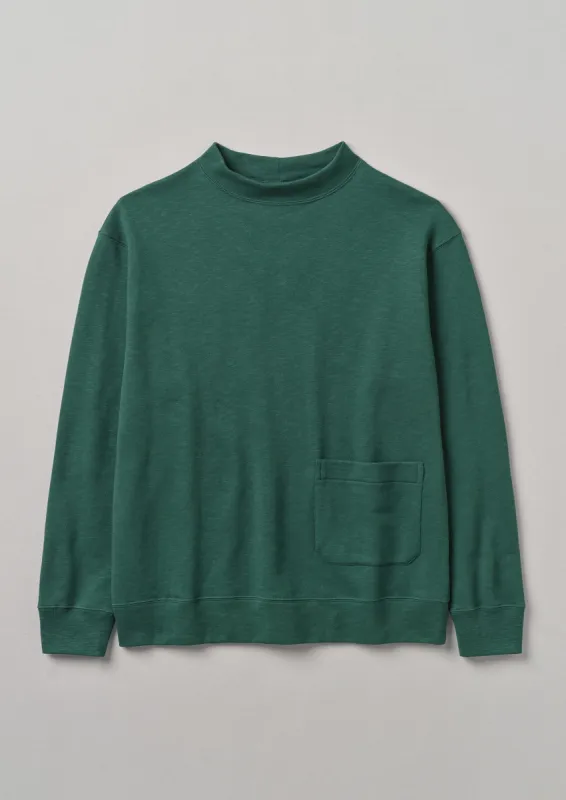 High Neck Slub Jersey Sweatshirt | Green Slate sold by TOAST