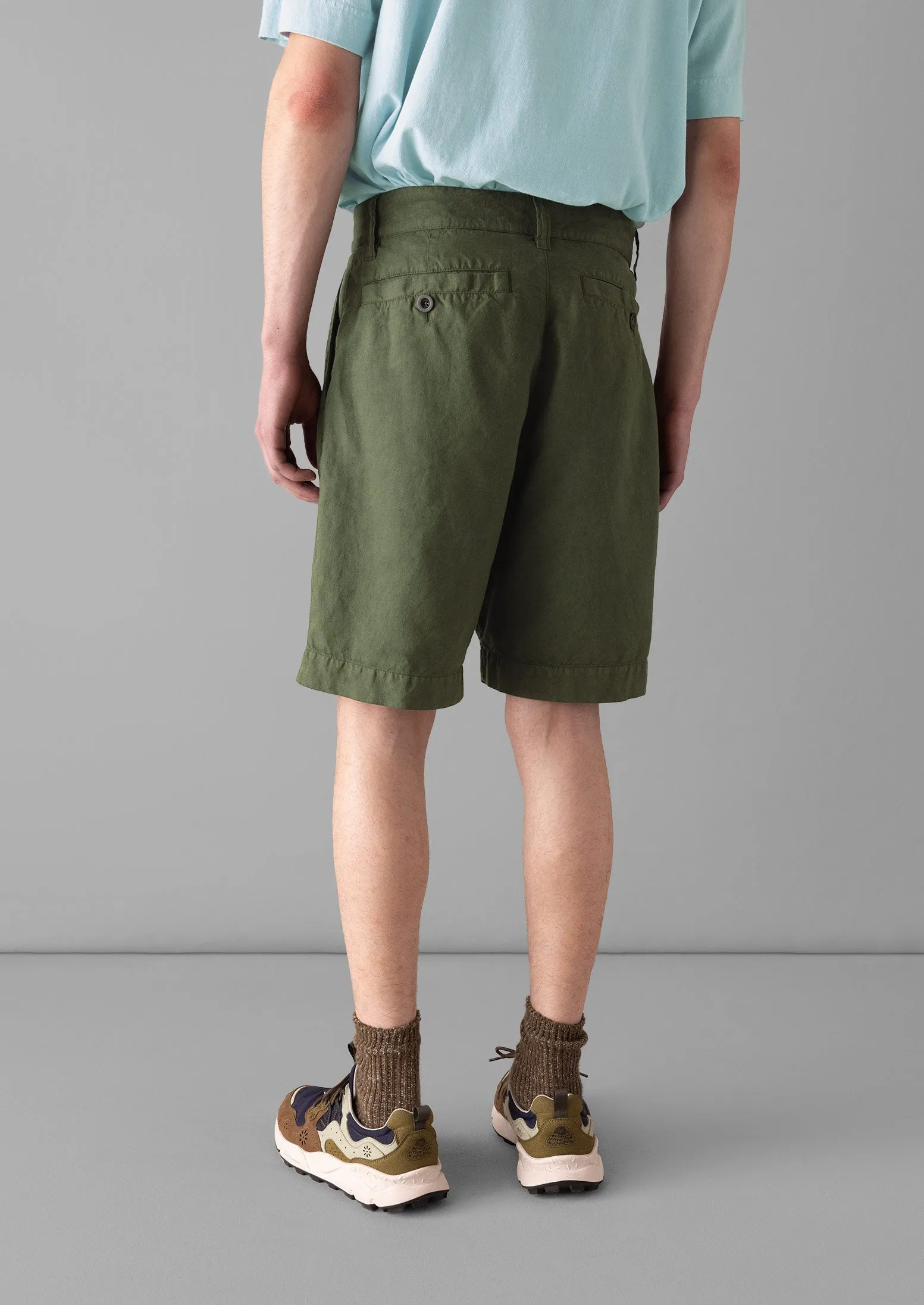 Double Pleat Cotton Linen Shorts | Pine Green sold by TOAST product image thumbnail 5