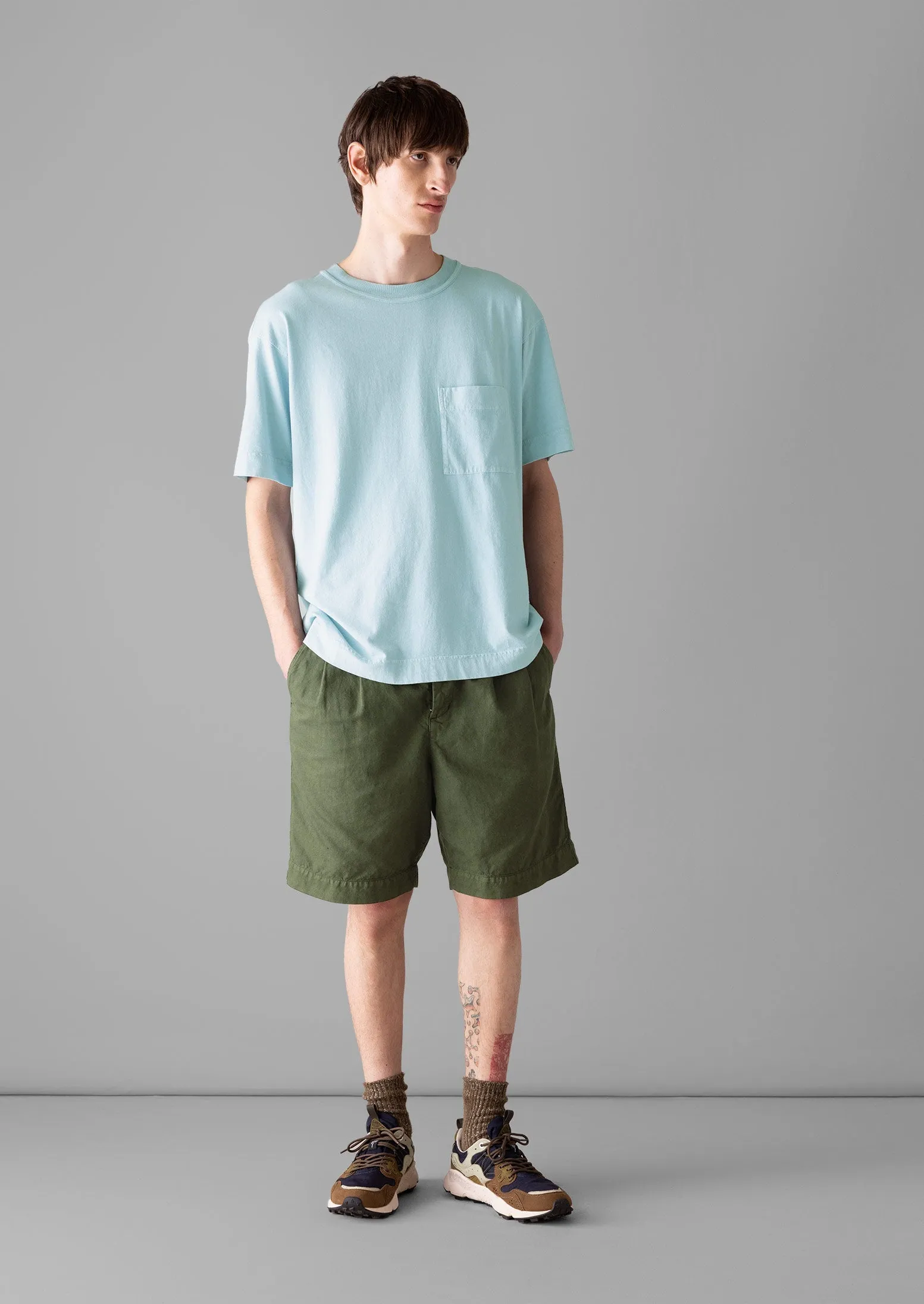 Double Pleat Cotton Linen Shorts | Pine Green sold by TOAST product image thumbnail 3