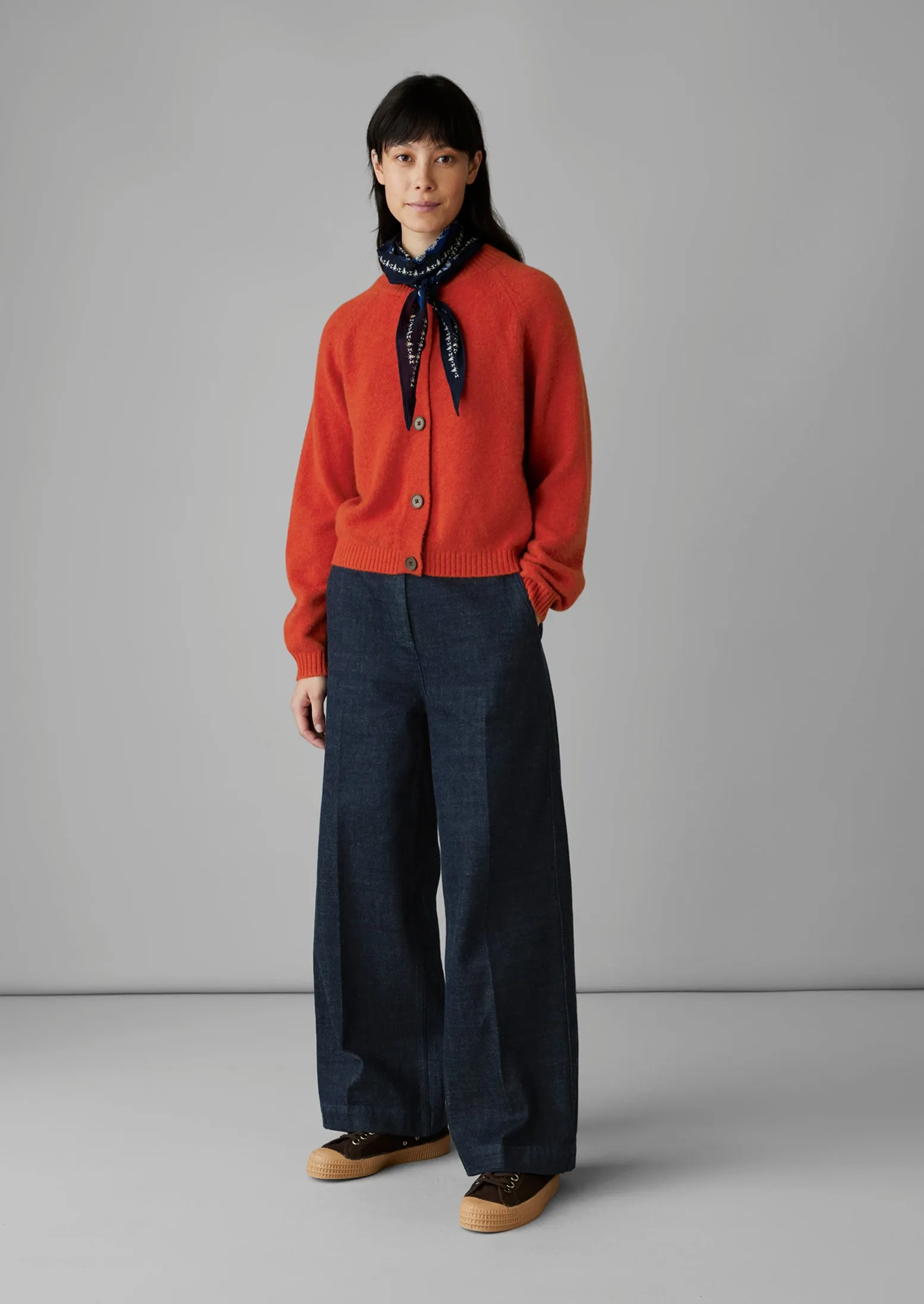 Eden Wool Cashmere Raglan Cardigan | Carmine Red Melange sold by TOAST product image thumbnail 2