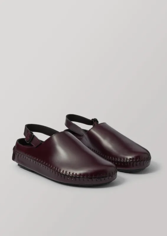 Hereu Cargol Leather Mules | Burgundy sold by TOAST
