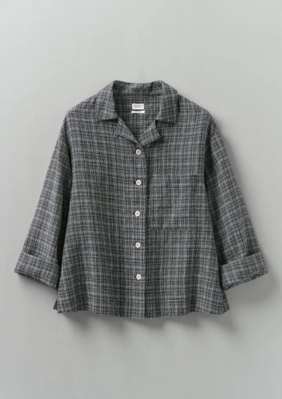 Asawa Check Linen Shirt | Charcoal sold by TOAST