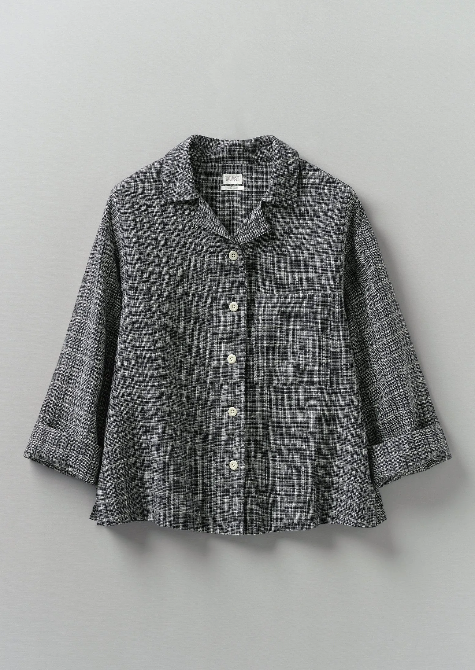 Asawa Check Linen Shirt | Charcoal sold by TOAST