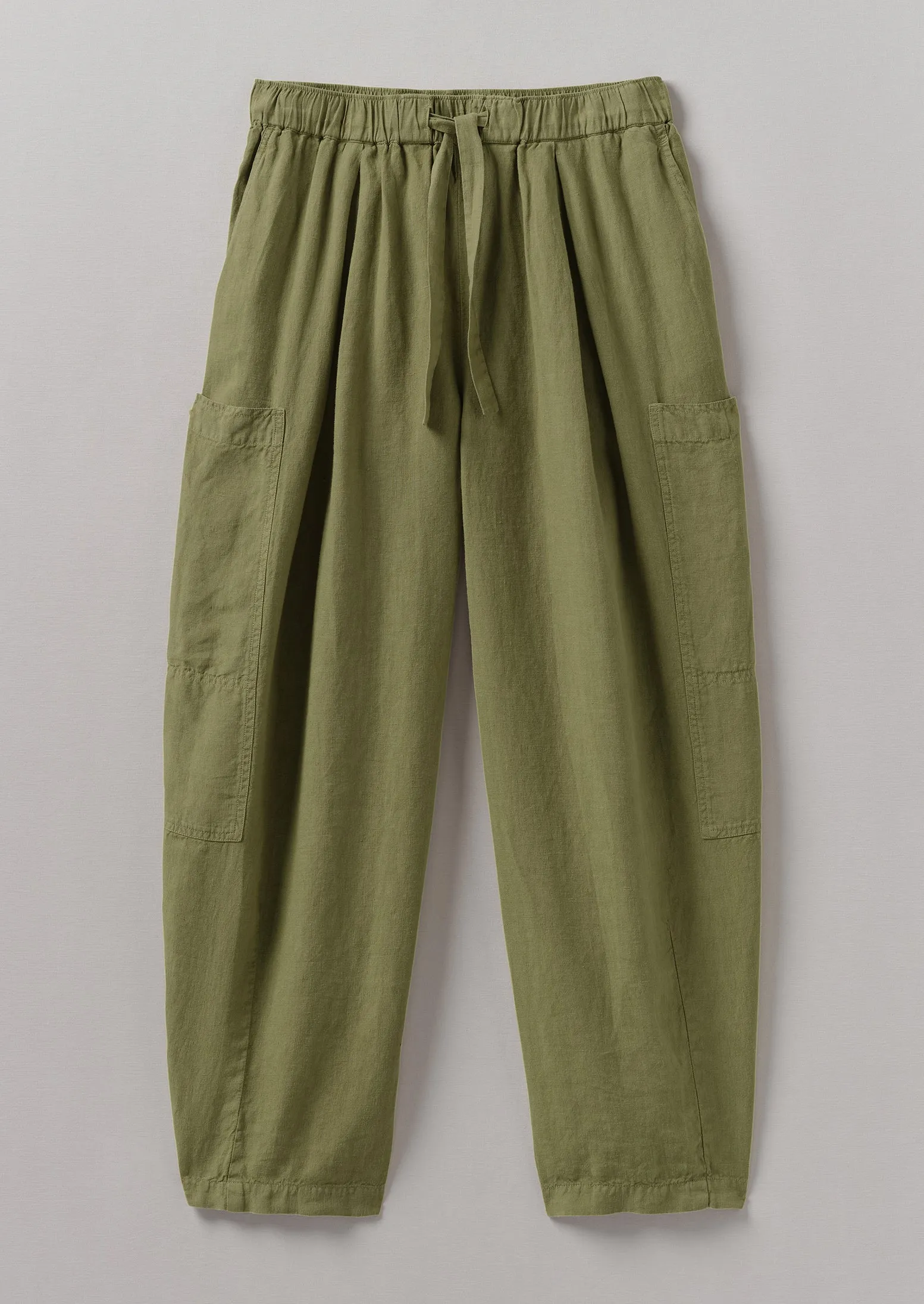 Side Pocket Garment Dyed Linen Trousers | Olive Oil sold by TOAST