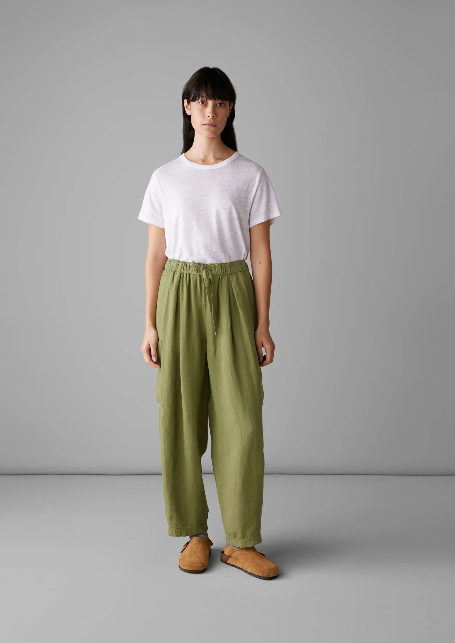 Side Pocket Garment Dyed Linen Trousers | Olive Oil sold by TOAST product image thumbnail 2