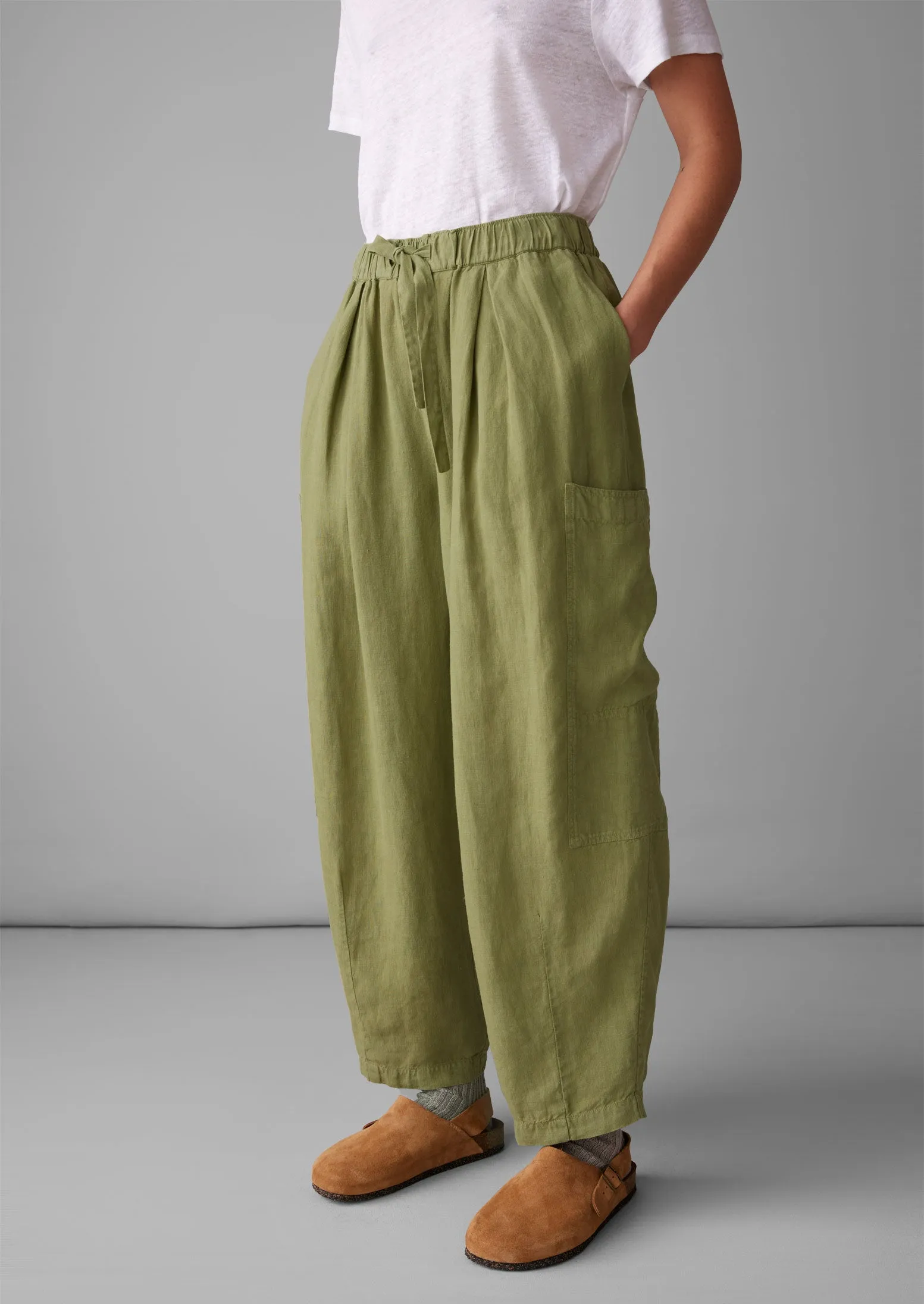 Side Pocket Garment Dyed Linen Trousers | Olive Oil sold by TOAST product image thumbnail 3