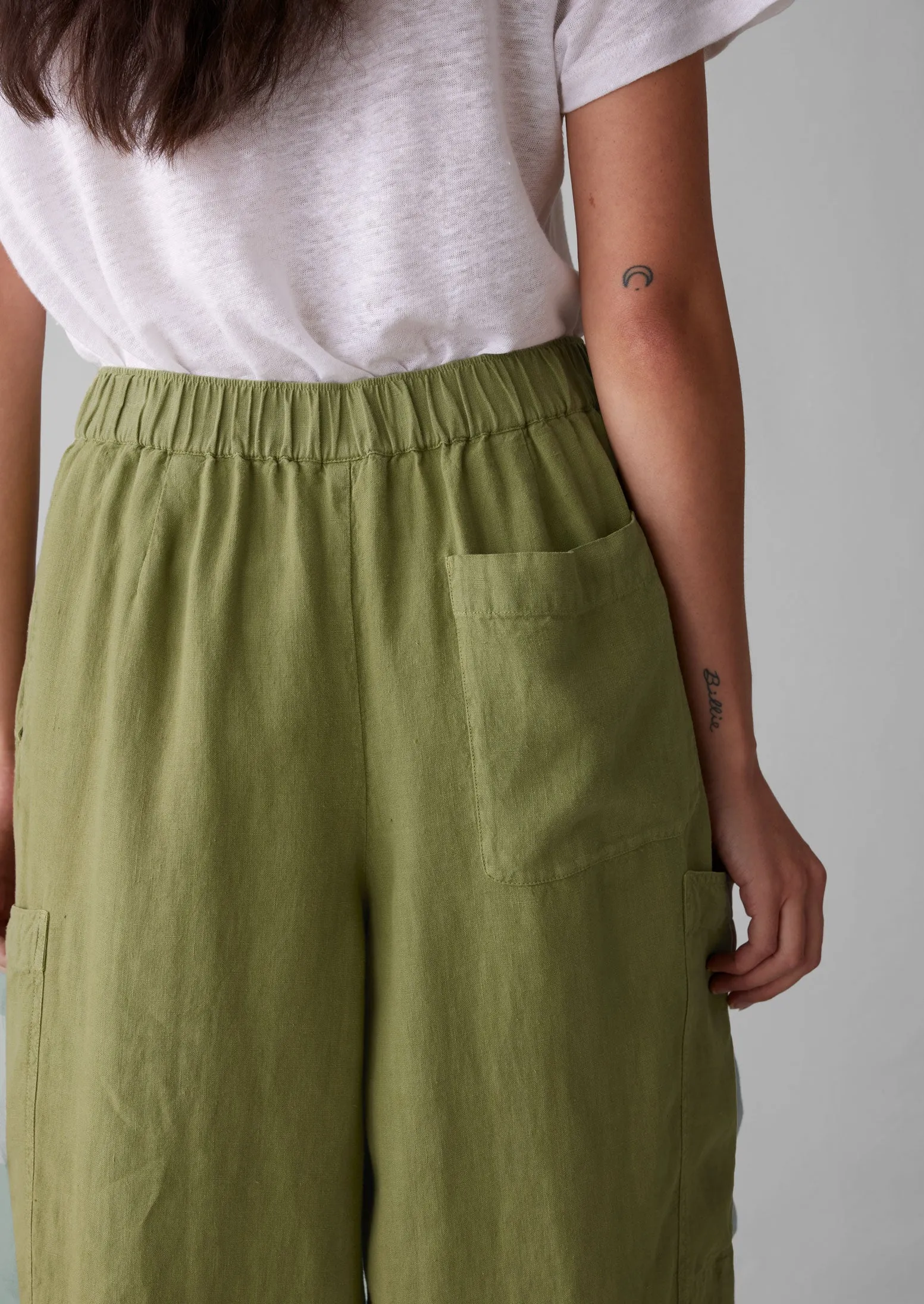 Side Pocket Garment Dyed Linen Trousers | Olive Oil sold by TOAST product image thumbnail 4