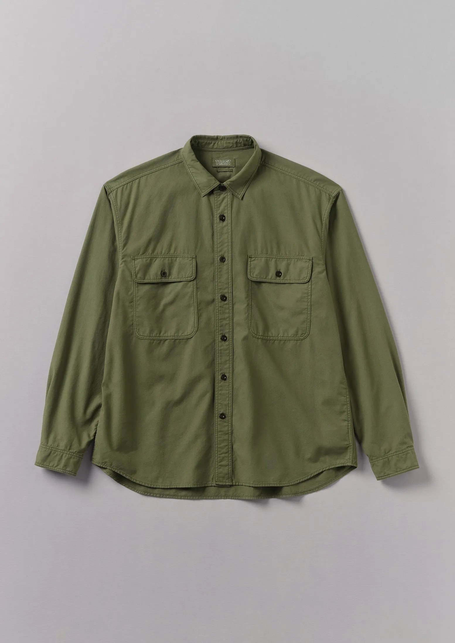 Garment Dyed Oxford Workwear Shirt | Washed Olive sold by TOAST