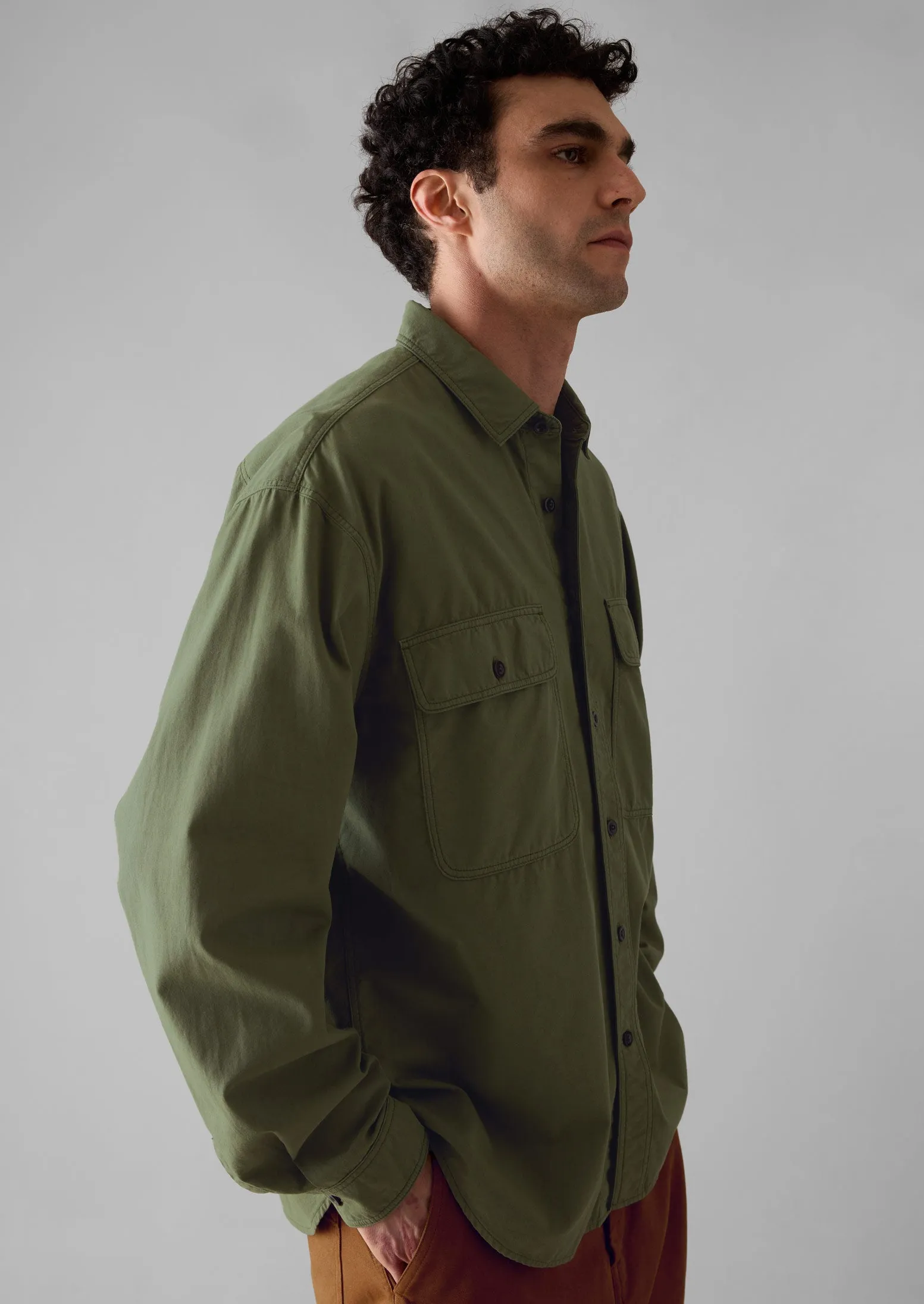 Garment Dyed Oxford Workwear Shirt | Washed Olive sold by TOAST product image thumbnail 2