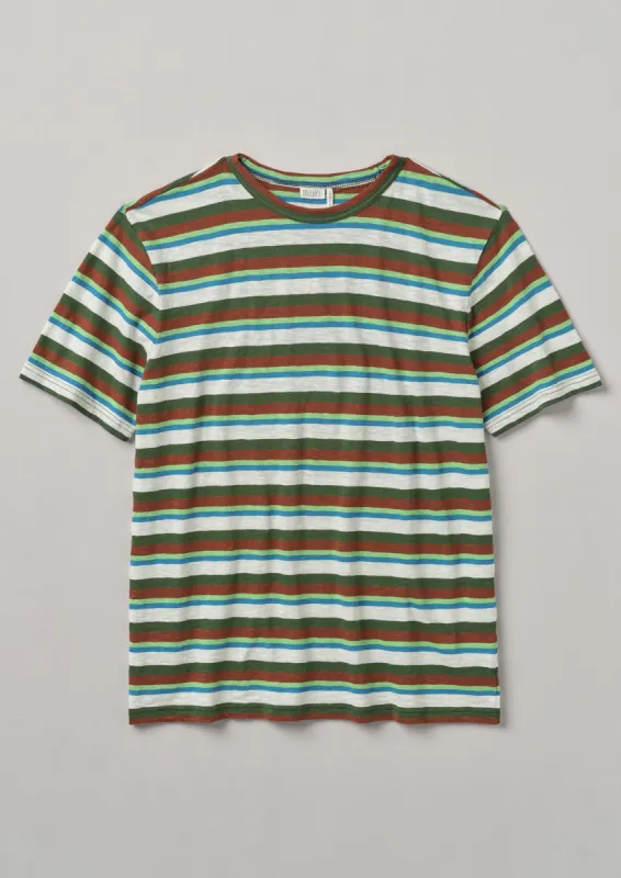 Theo Stripe Cotton Slub Tee | Green/Chalk Multi sold by TOAST