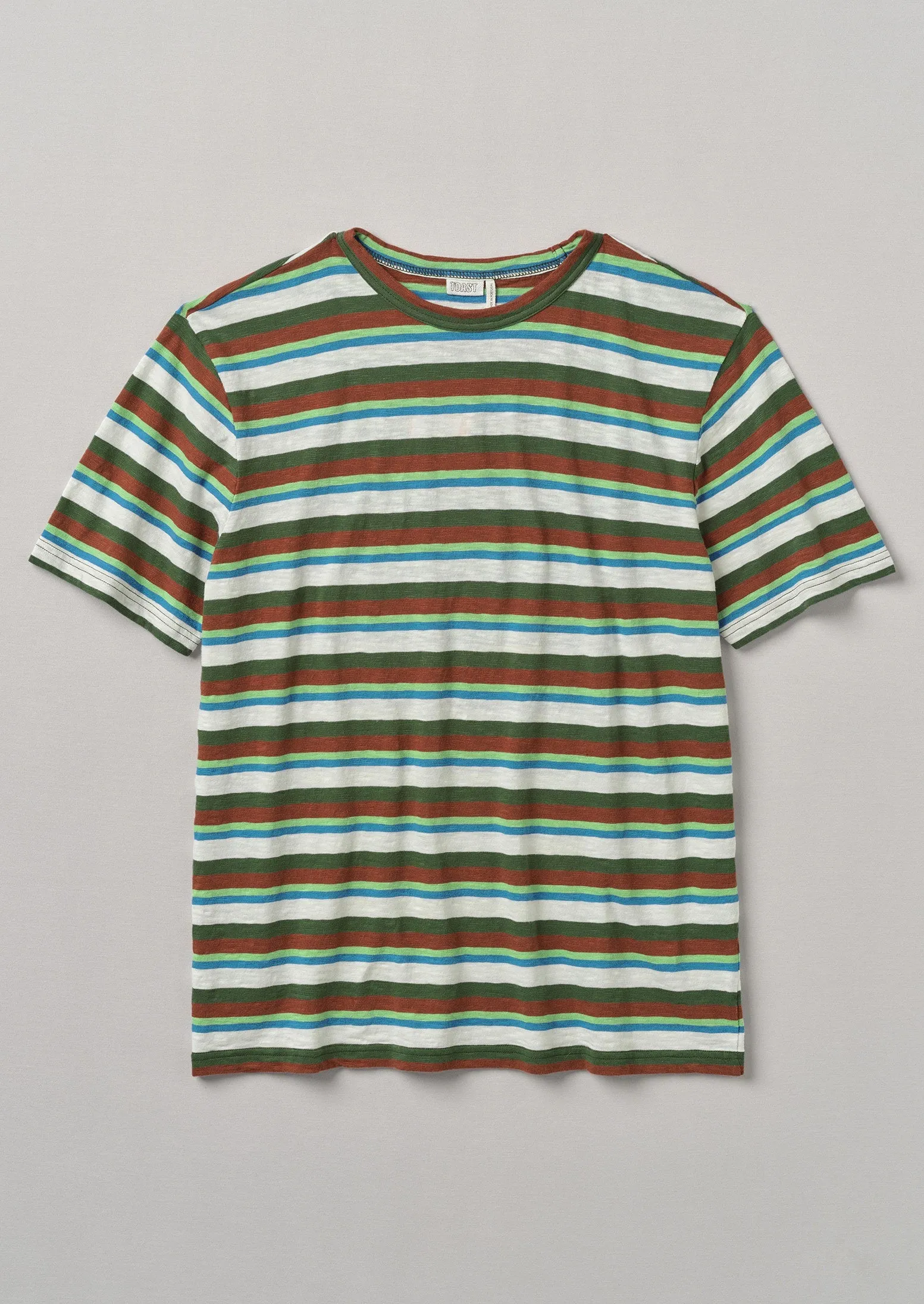 Theo Stripe Cotton Slub Tee | Green/Chalk Multi sold by TOAST