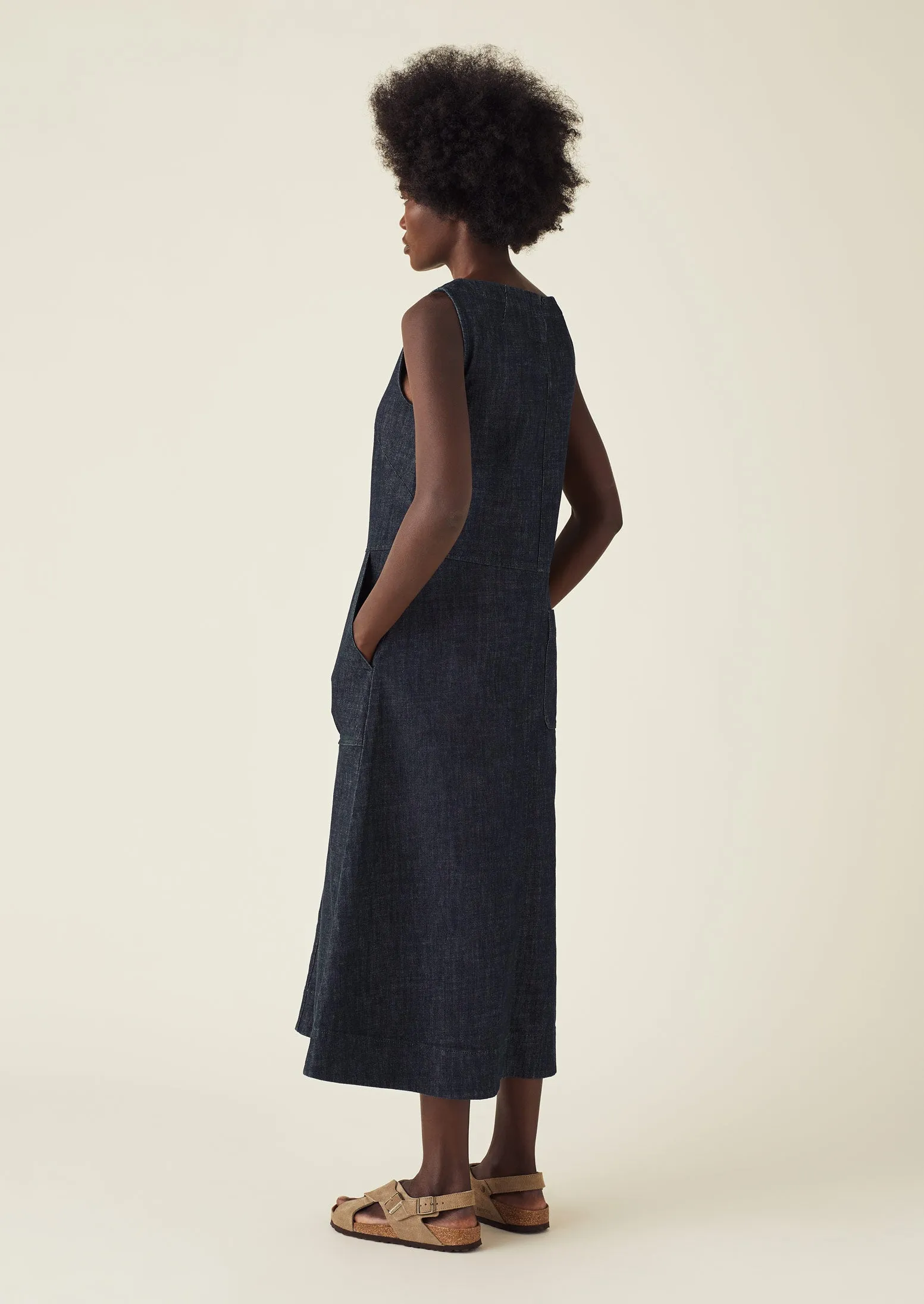 Panelled Organic Indigo Denim Dress | Indigo sold by TOAST product image thumbnail 4