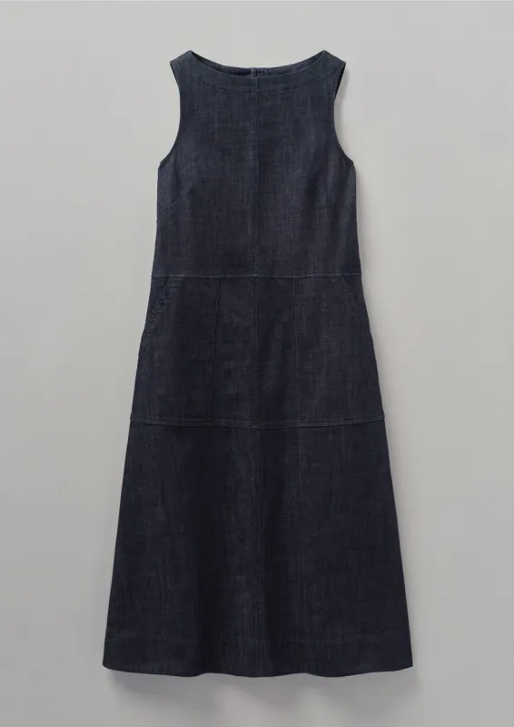 Panelled Organic Indigo Denim Dress | Indigo sold by TOAST