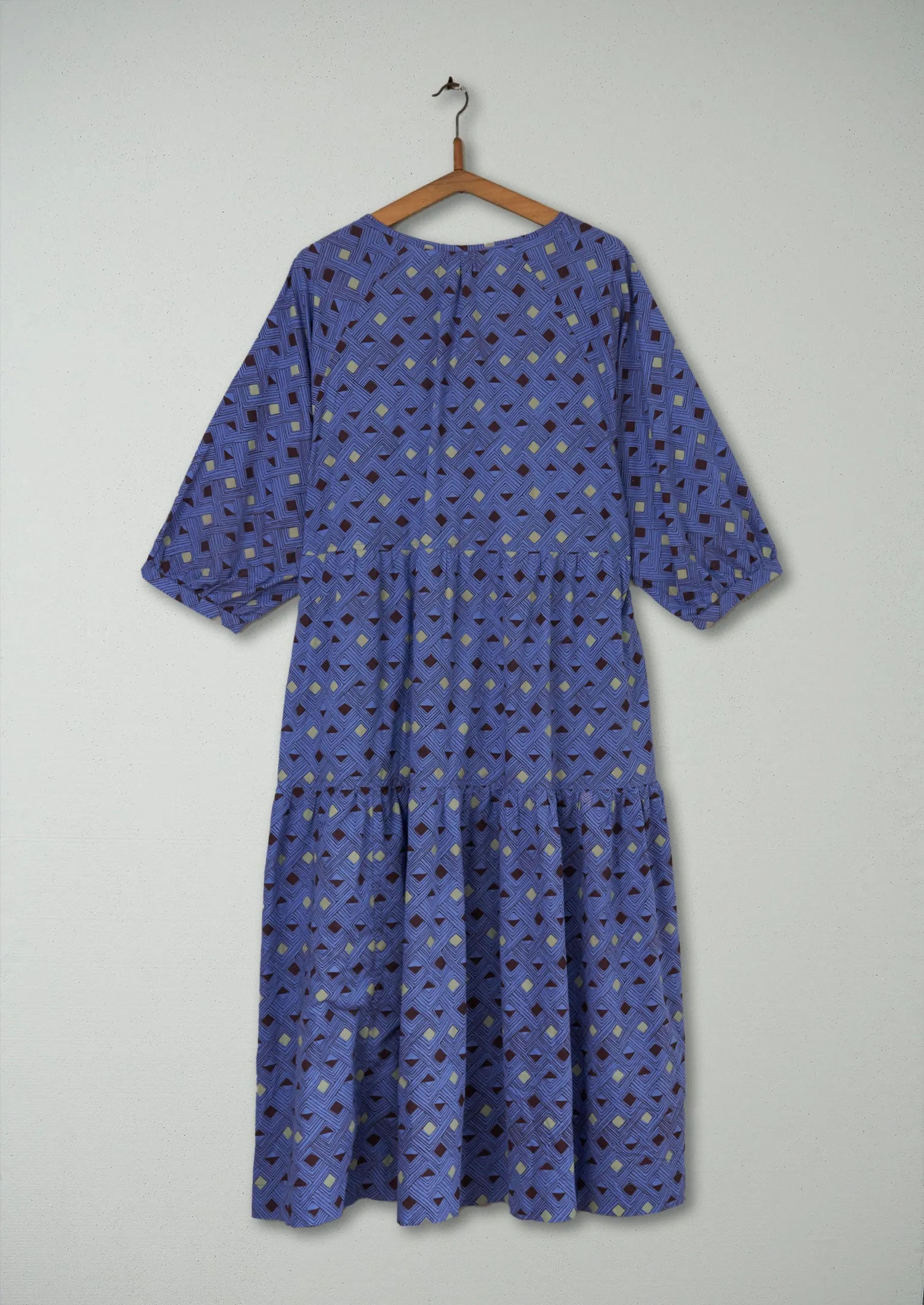 Reworn Block Print Cotton Dress Size M (476) | Cornflower sold by TOAST product image thumbnail 2