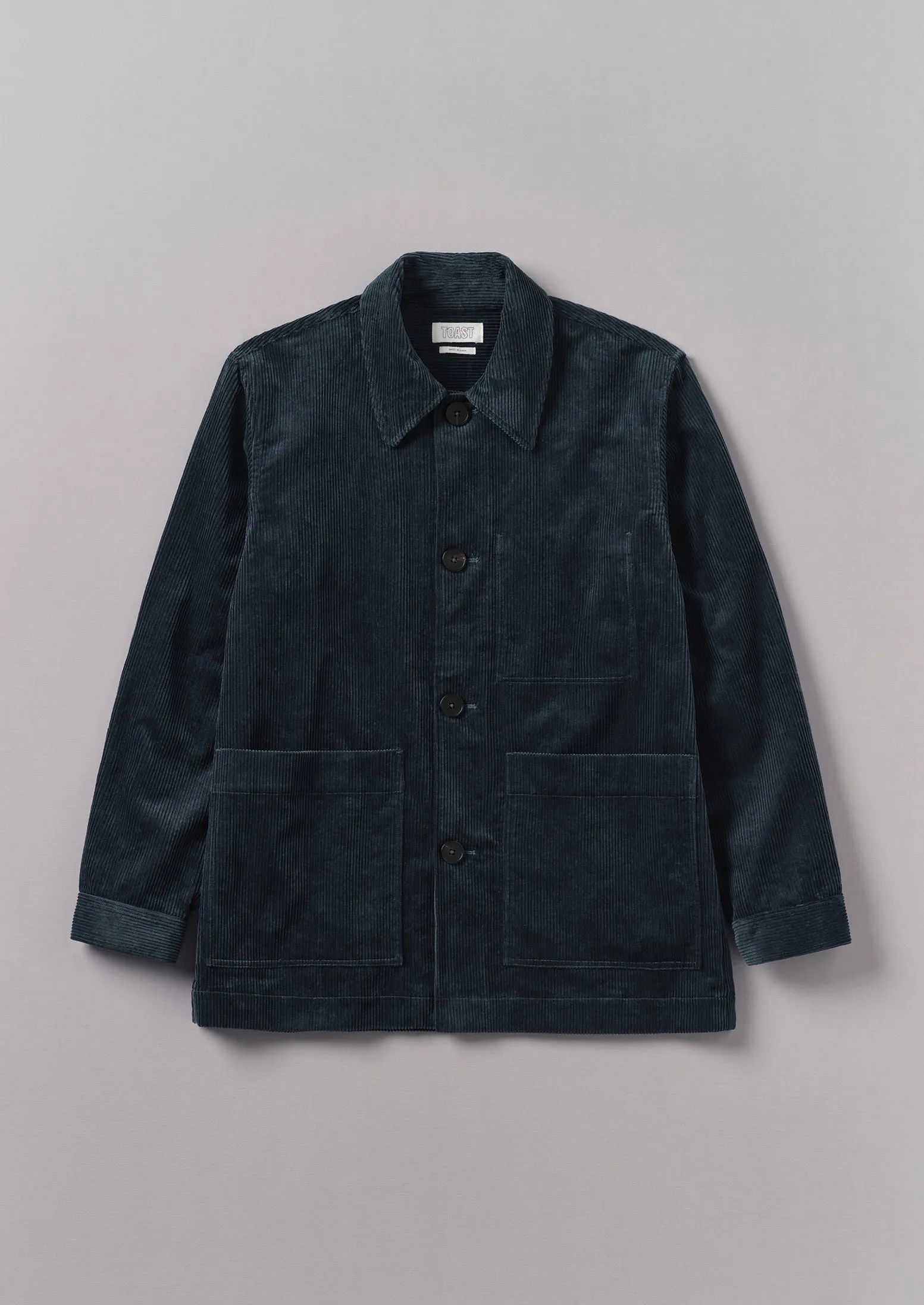 Corduroy Point Collar Jacket | Dusty Navy sold by TOAST