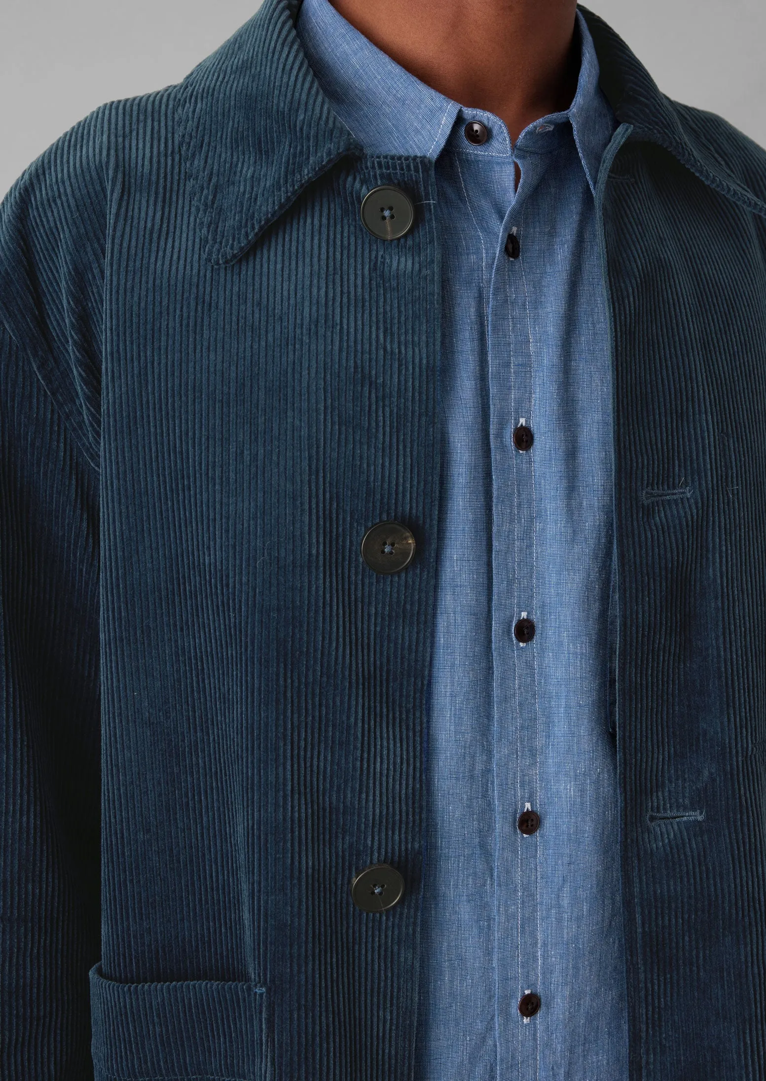 Corduroy Point Collar Jacket | Dusty Navy sold by TOAST product image thumbnail 5