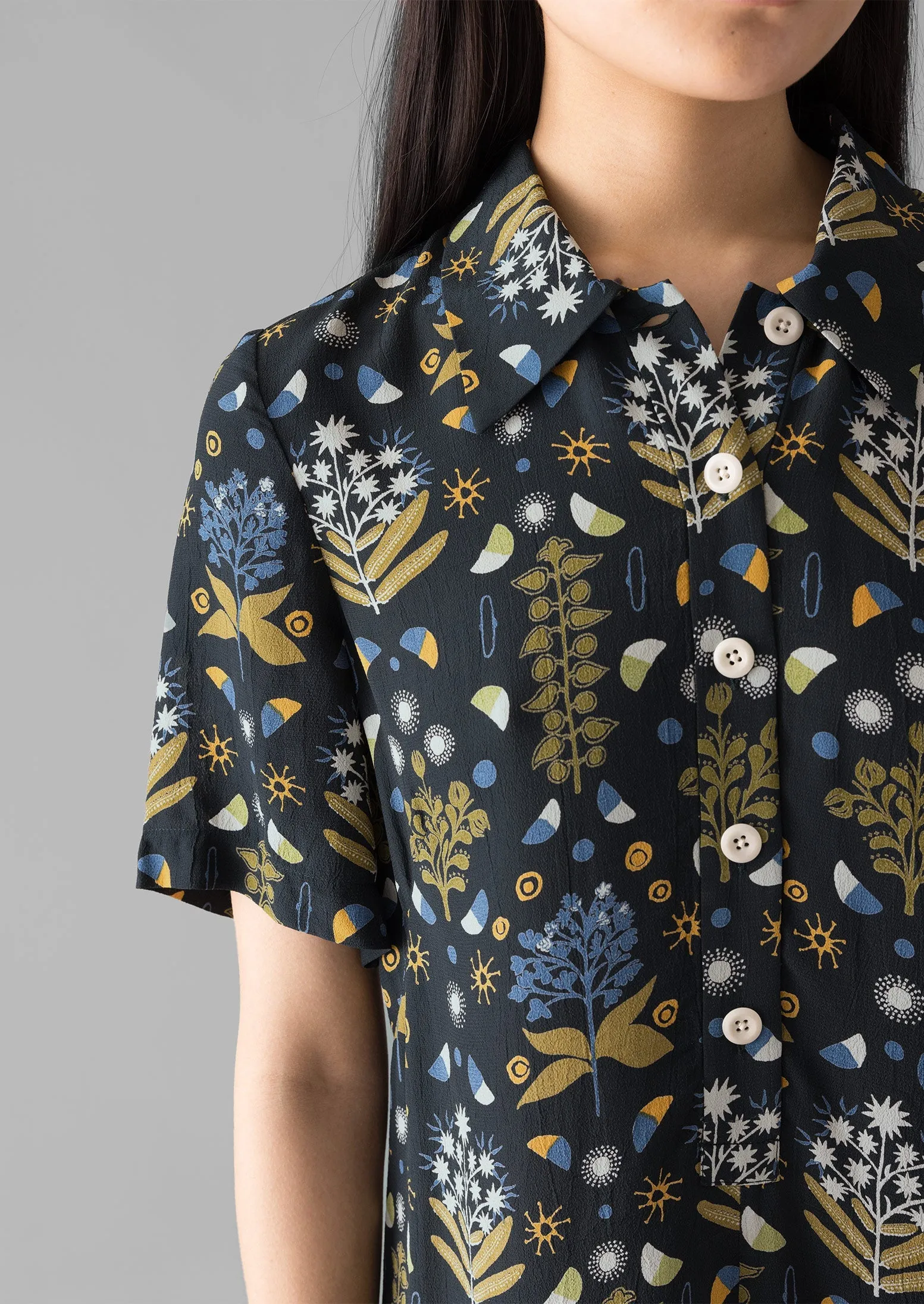 Collector Print Fluid Shirt Dress | Oil Green sold by TOAST product image thumbnail 5