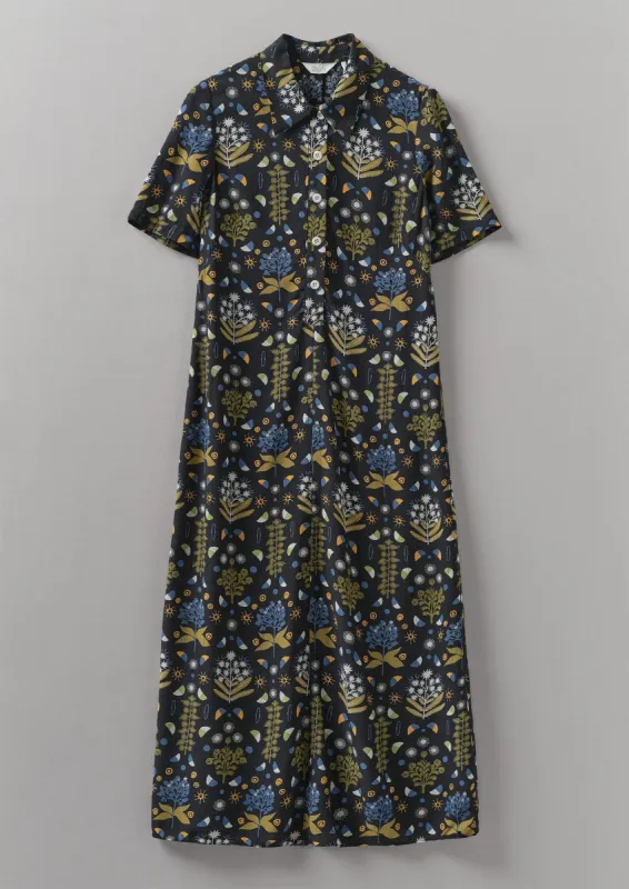 Collector Print Fluid Shirt Dress | Oil Green sold by TOAST