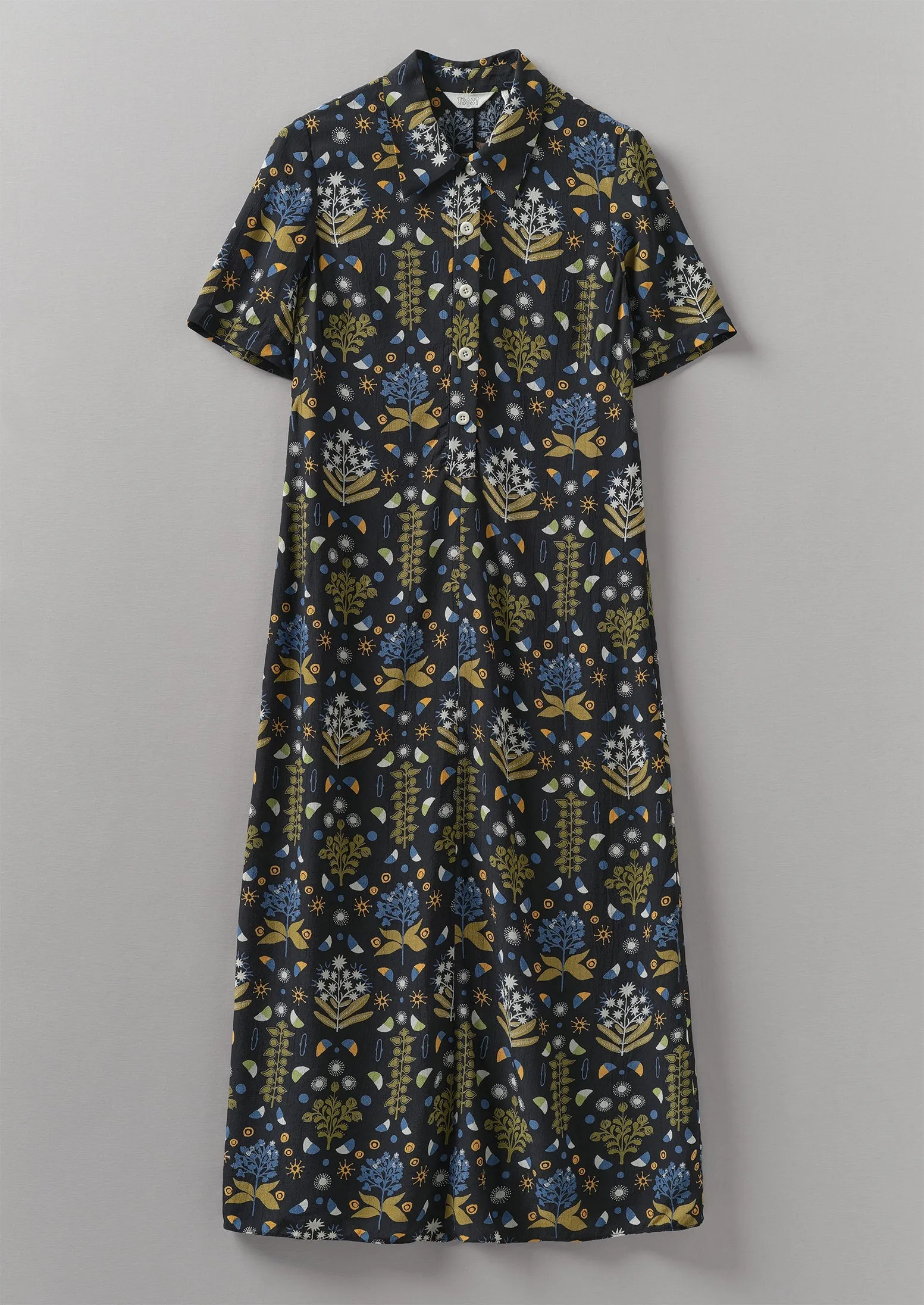 Collector Print Fluid Shirt Dress | Oil Green sold by TOAST