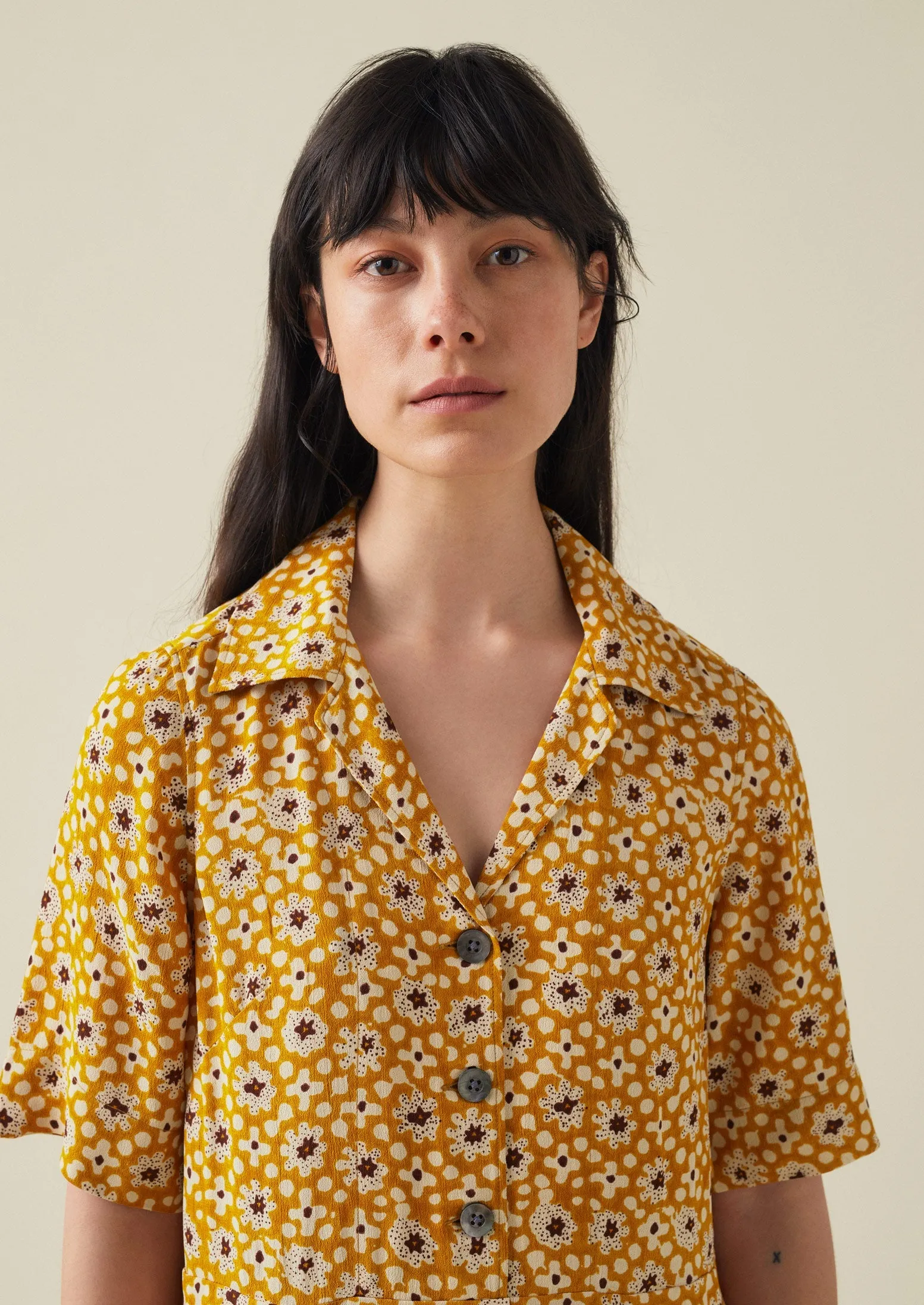 Dotty Print Crepe Shirt Dress | Ginger sold by TOAST product image thumbnail 3