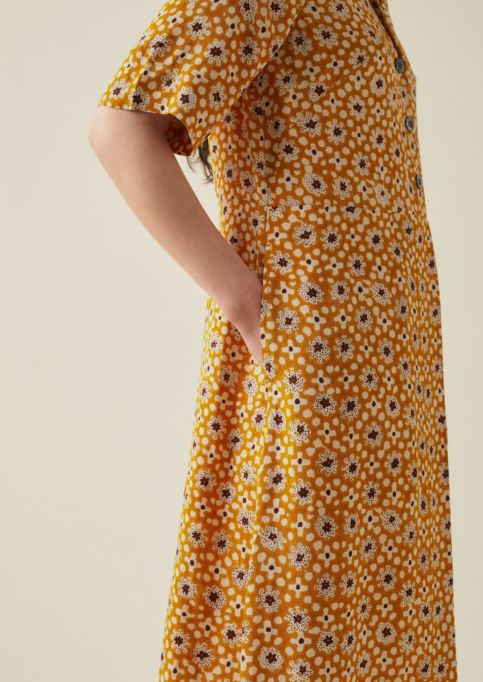 Dotty Print Crepe Shirt Dress | Ginger sold by TOAST product image thumbnail 4