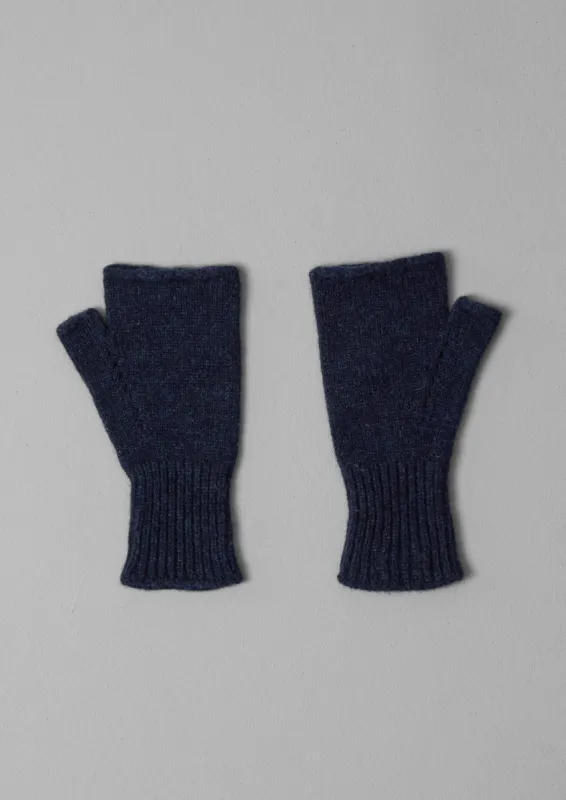 Fingerless Wool Gloves | Navy Melange sold by TOAST