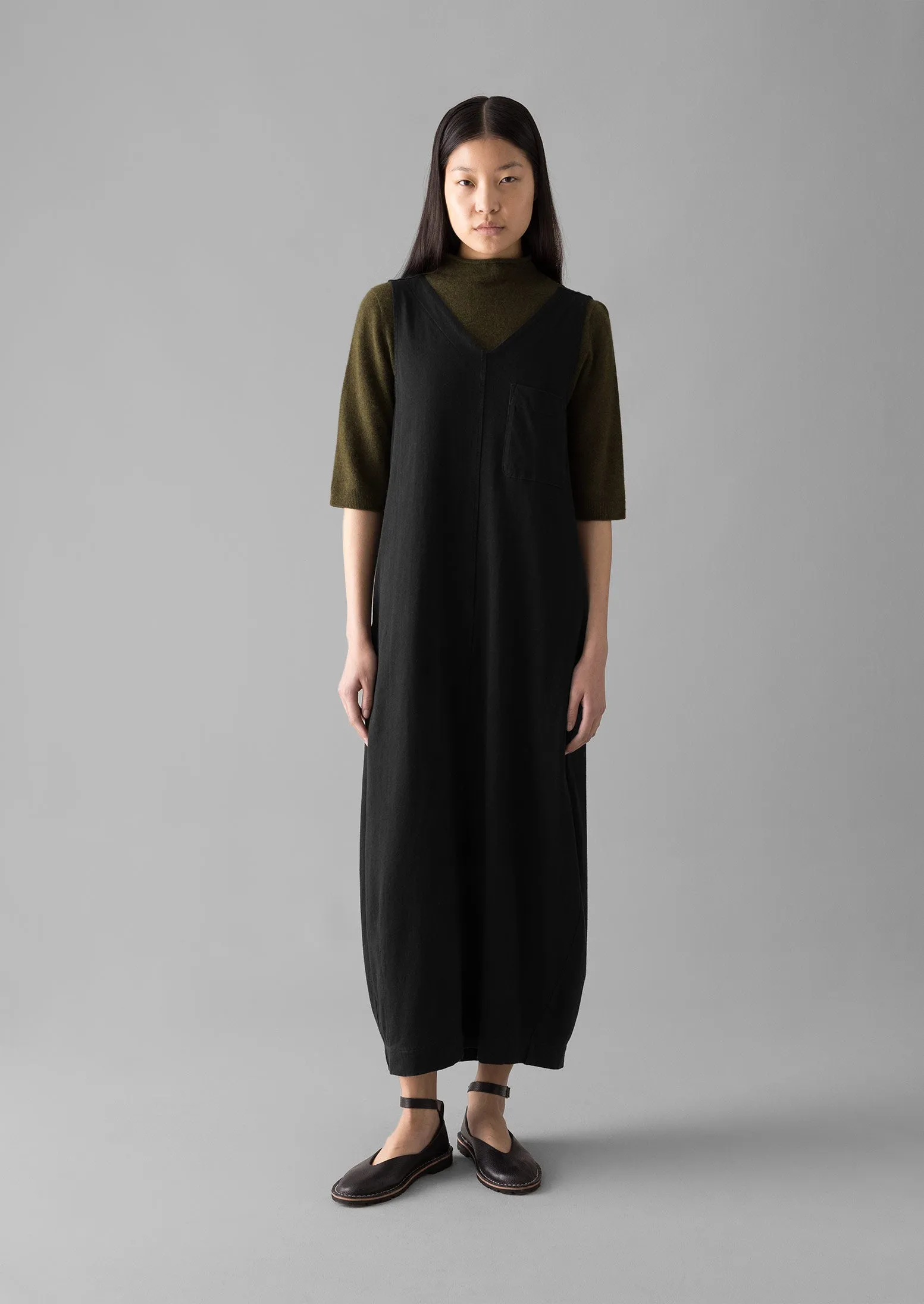 V-Neck Cotton Jersey Dress | Washed Black sold by TOAST product image thumbnail 2