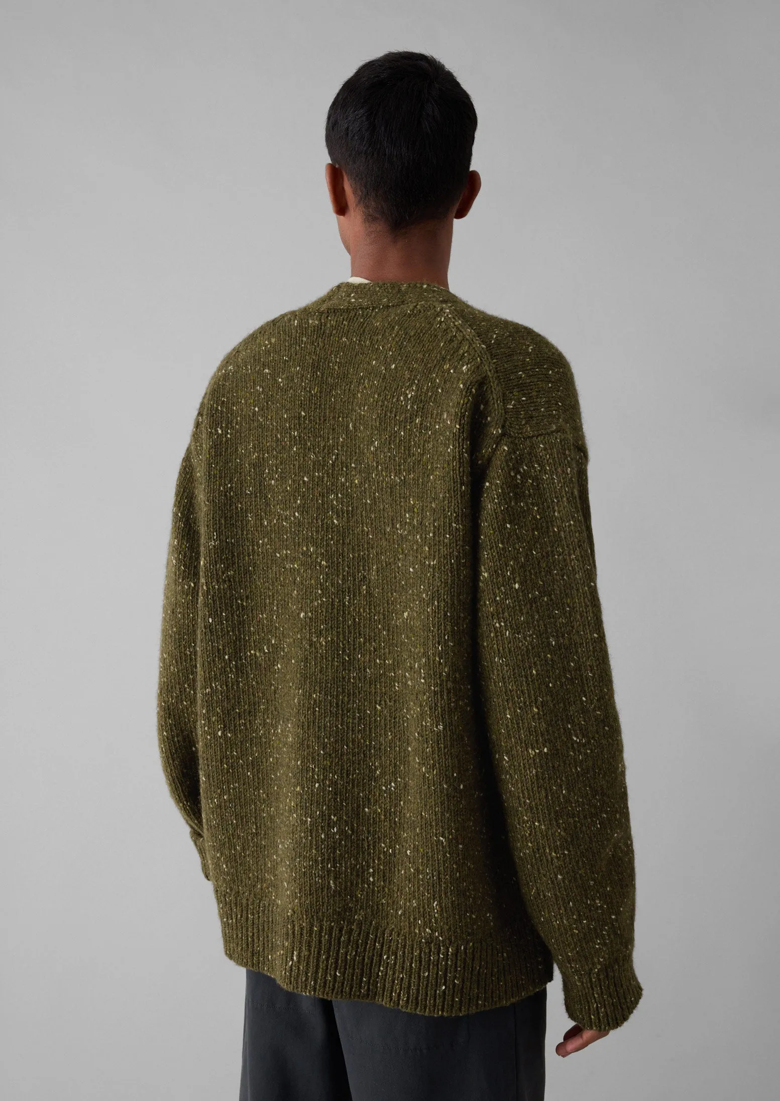 Donegal Wool V-Neck Cardigan | Olive sold by TOAST product image thumbnail 5