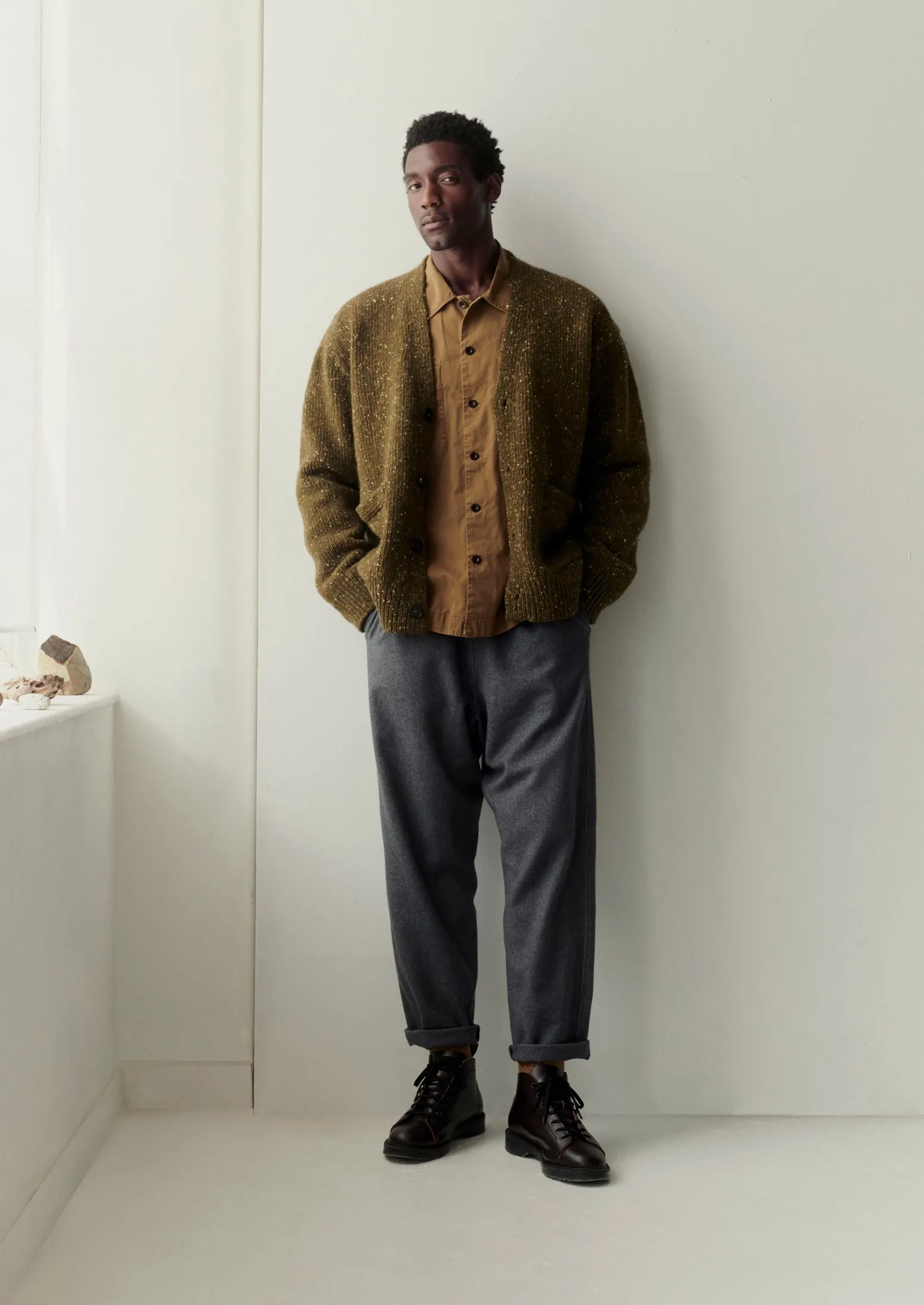 Donegal Wool V-Neck Cardigan | Olive sold by TOAST product image thumbnail 2