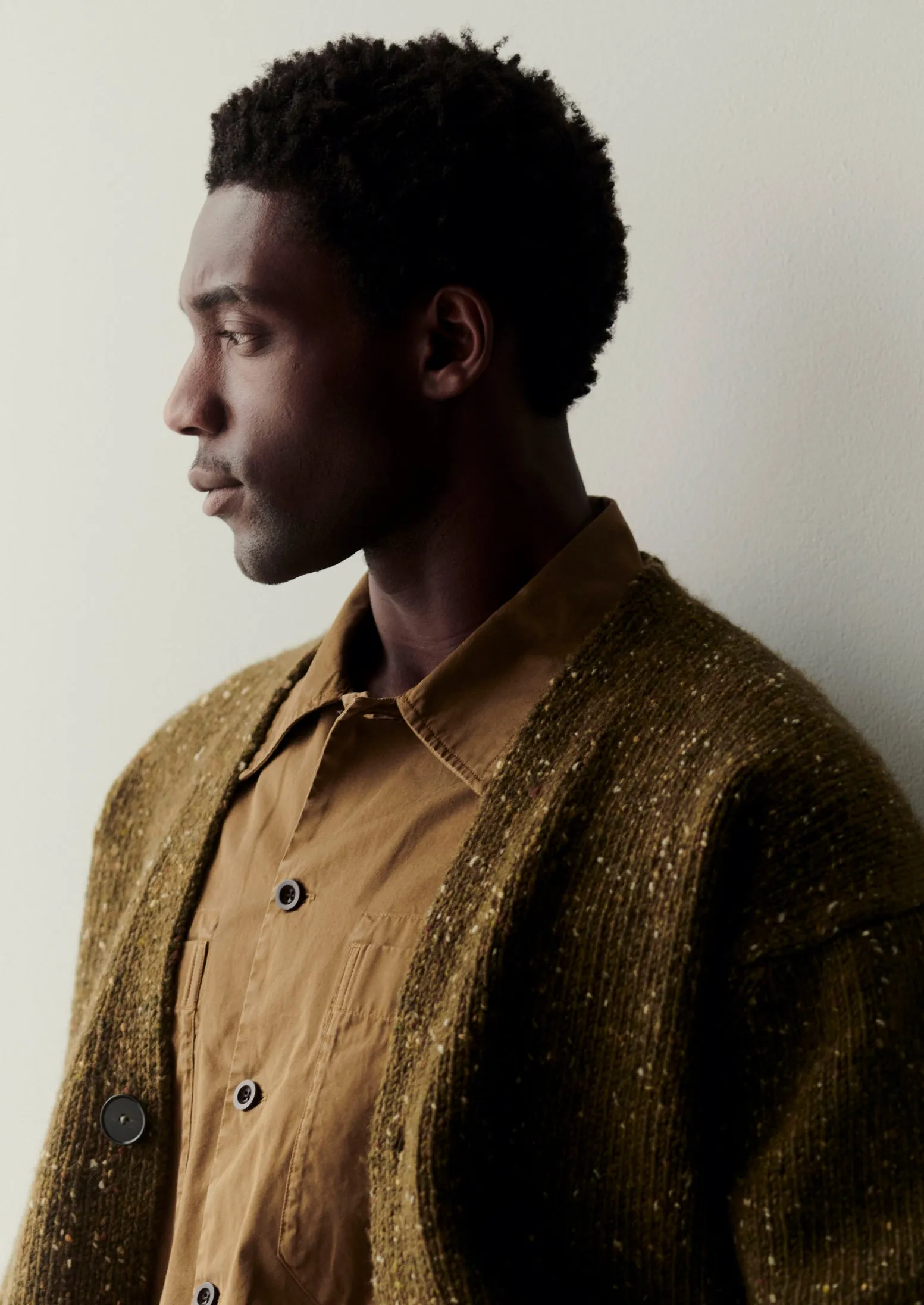 Donegal Wool V-Neck Cardigan | Olive sold by TOAST product image thumbnail 3