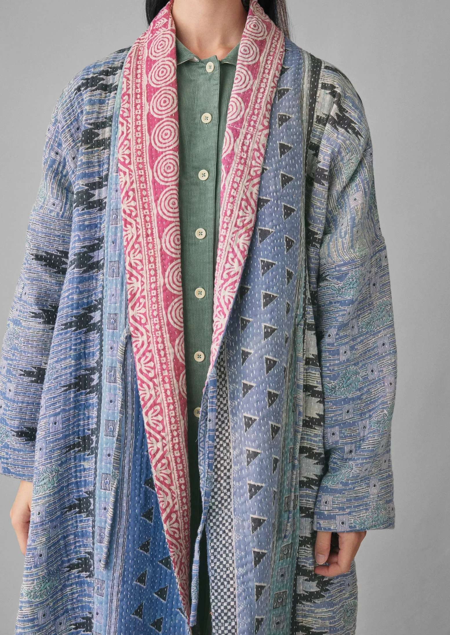 Repurposed Kantha Coat | Blues sold by TOAST product image thumbnail 3