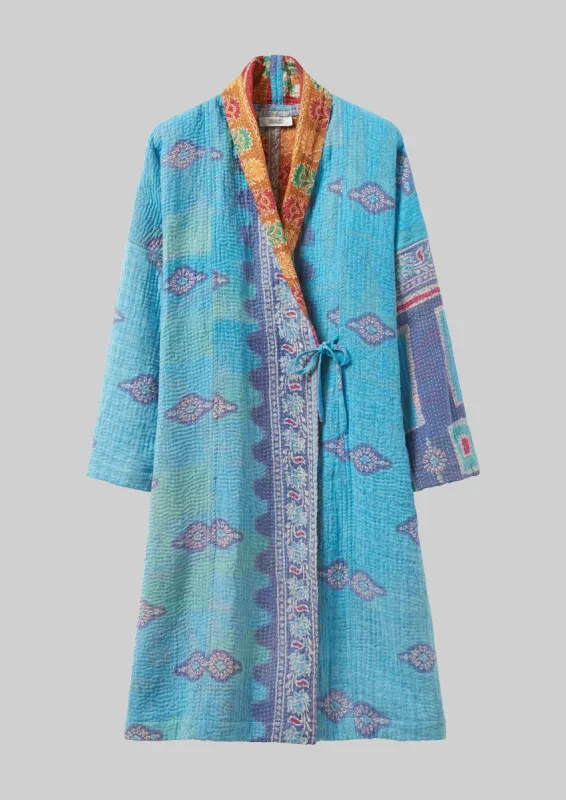 Repurposed Kantha Coat | Blues sold by TOAST