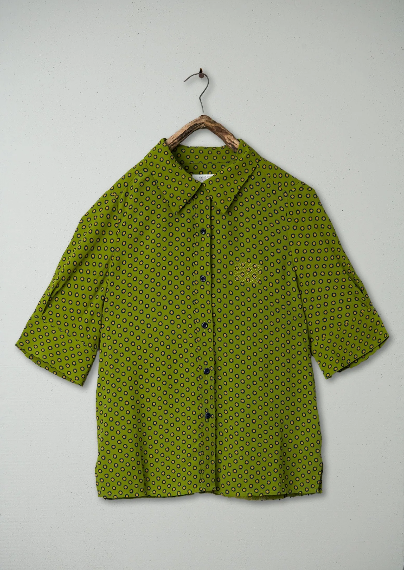 Renewed Gia Daisy Dot Print Shirt Size 10 (51) | Pea Green sold by TOAST