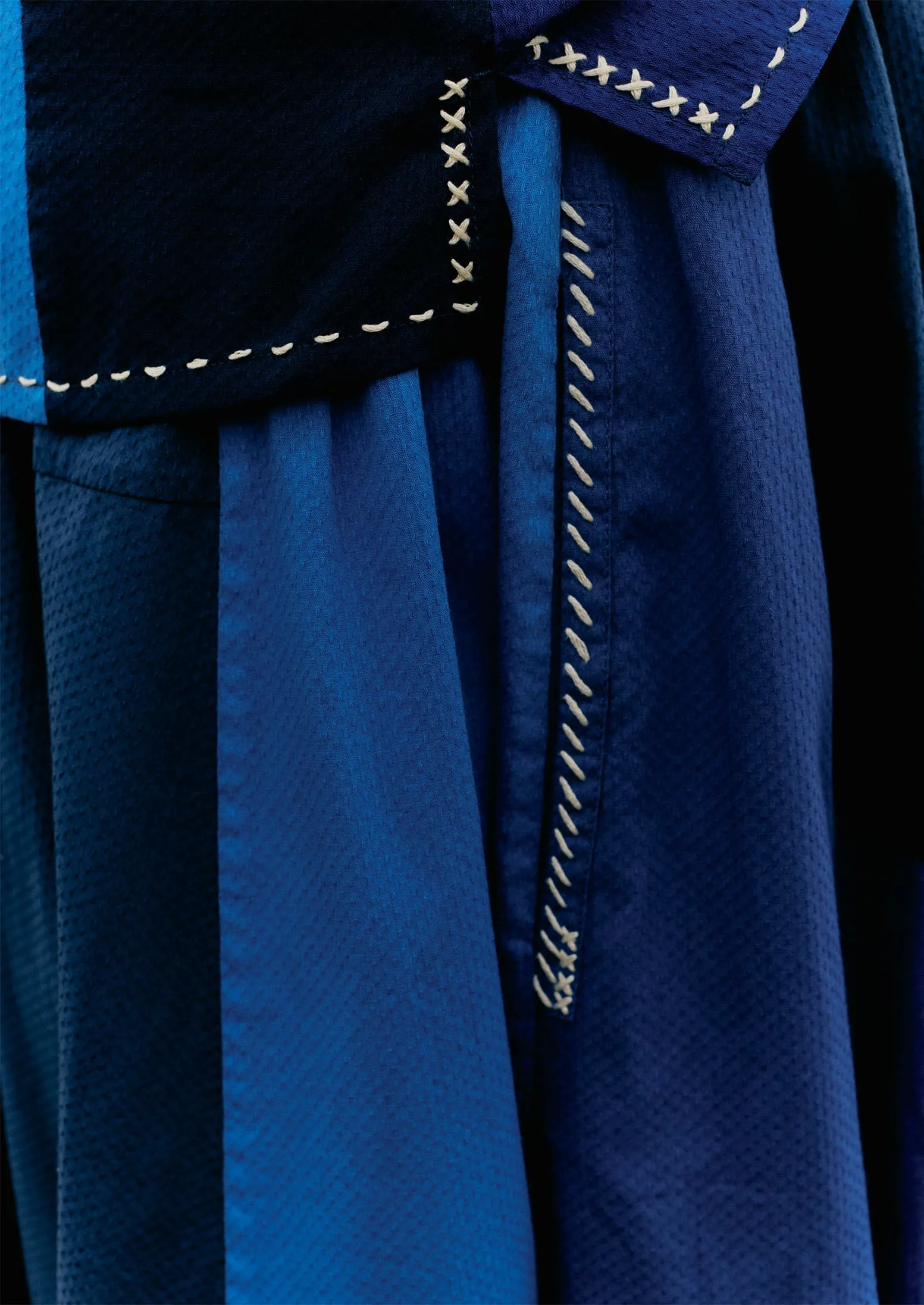 Cotton Gathered Patchwork Skirt | Mixed Blues sold by TOAST product image thumbnail 4