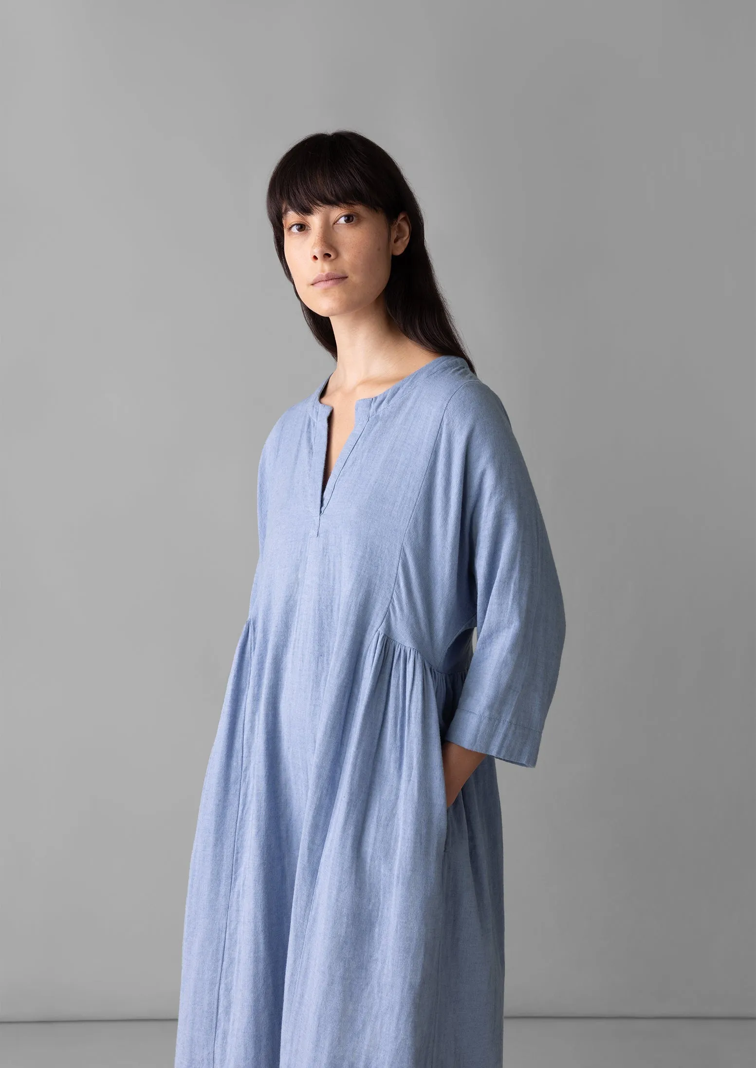 Soft Double Cotton Nightdress | Chambray sold by TOAST product image thumbnail 3
