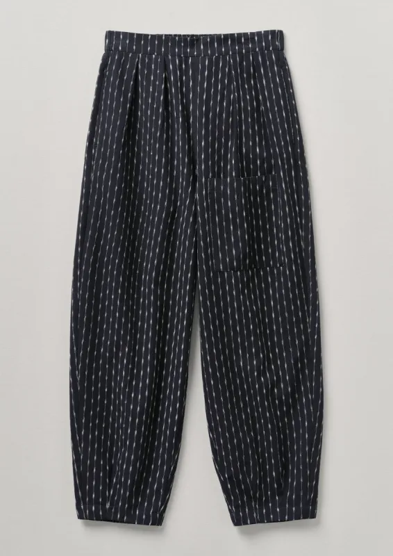 Polka Stripe Ikat Fisherman Trousers | Slate/Ecru sold by TOAST