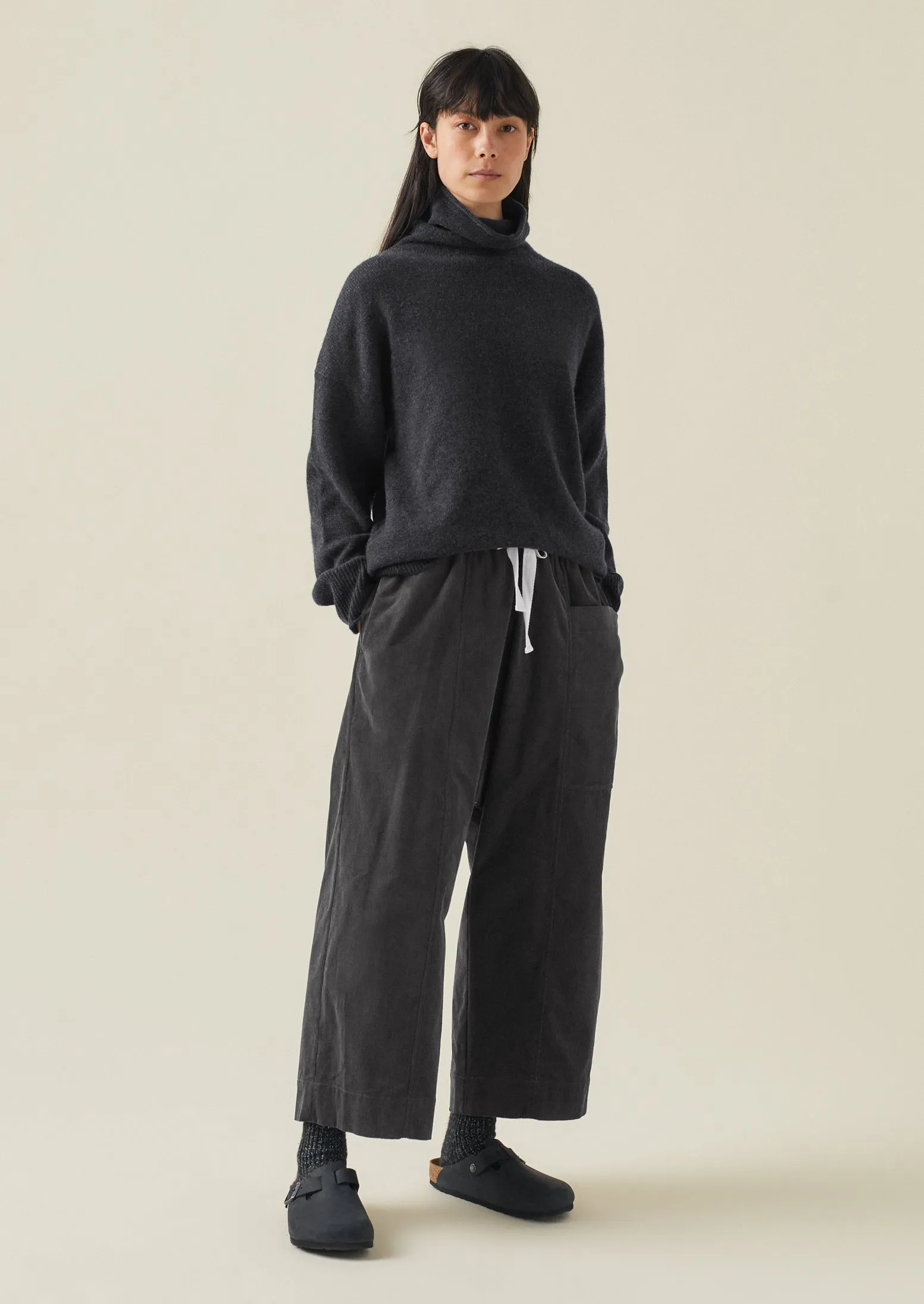 Organic Cord Pull On Trousers | Charcoal sold by TOAST product image thumbnail 3