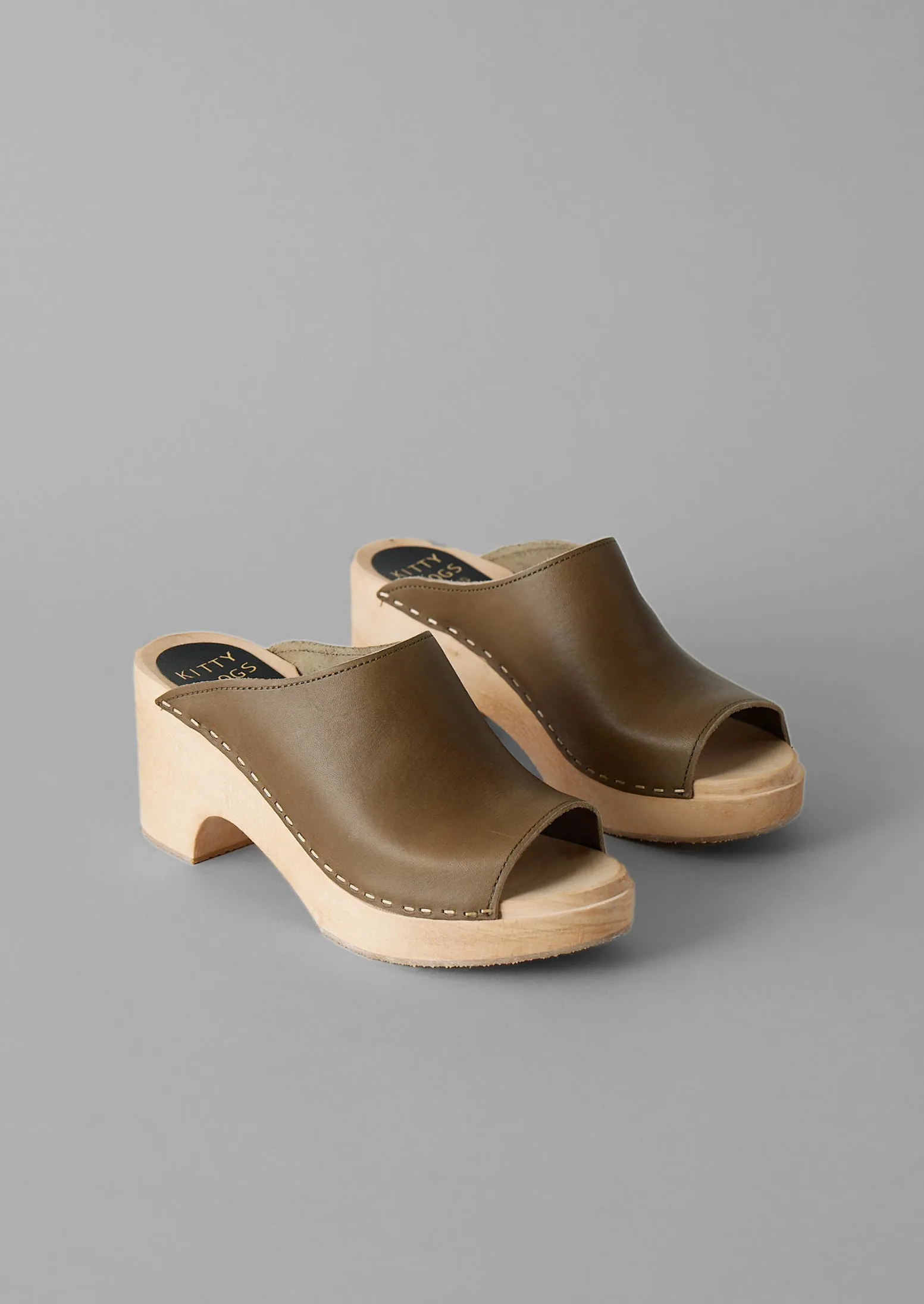Kit and Clogs Studio Leather Open Toe Clogs | Tundra sold by TOAST