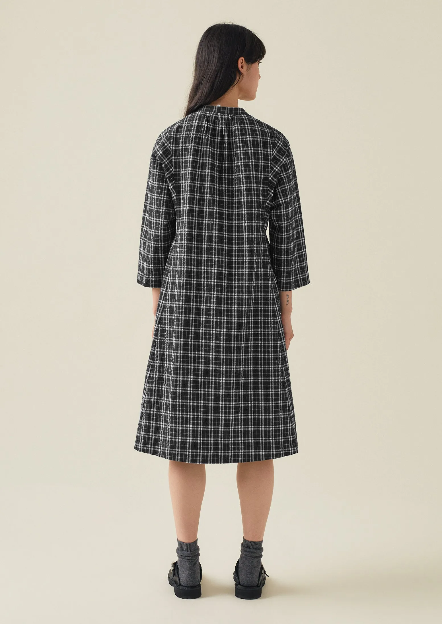Check Cotton Wool Shirt Dress | Charcoal/Ecru sold by TOAST product image thumbnail 5