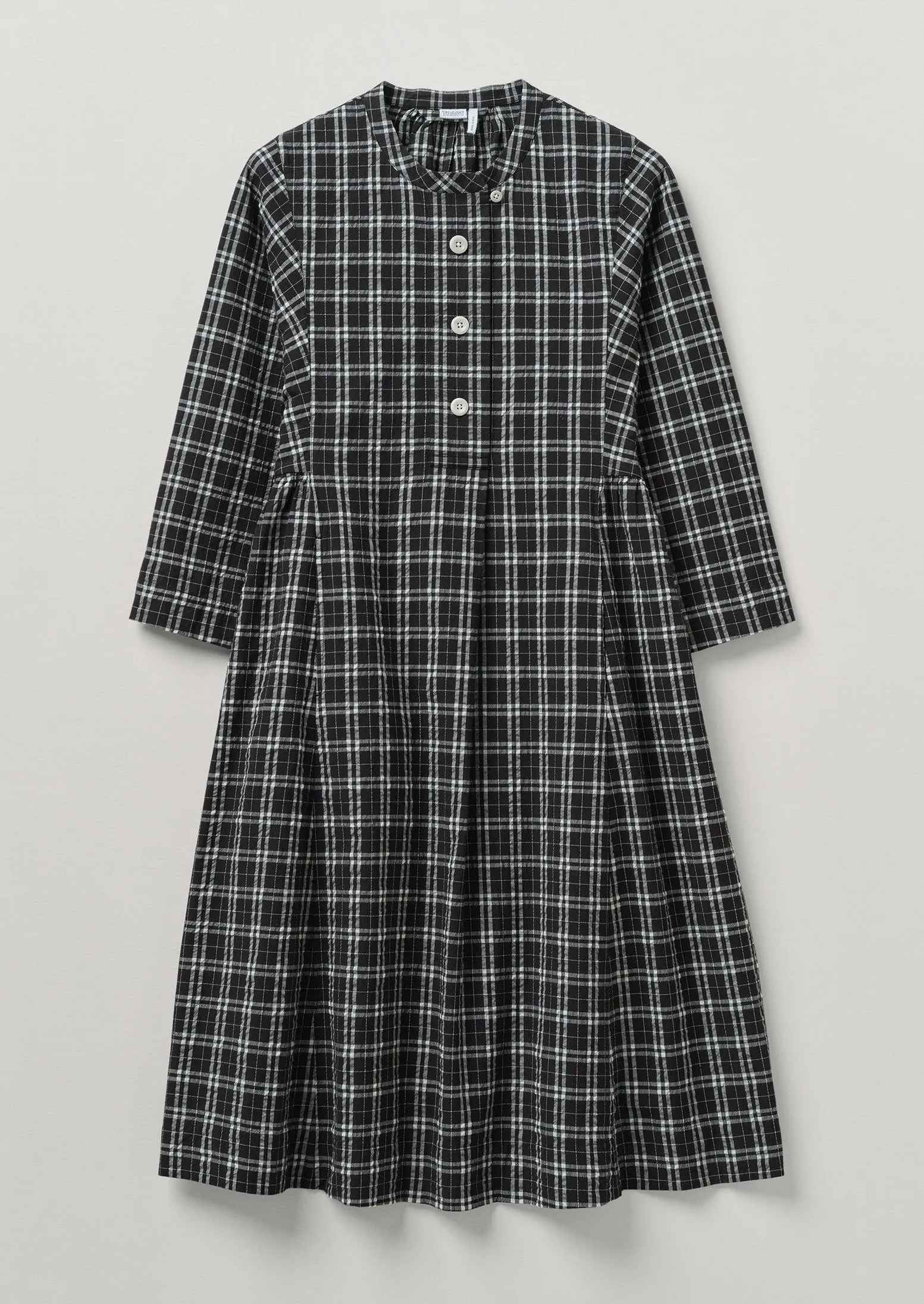 Check Cotton Wool Shirt Dress | Charcoal/Ecru sold by TOAST