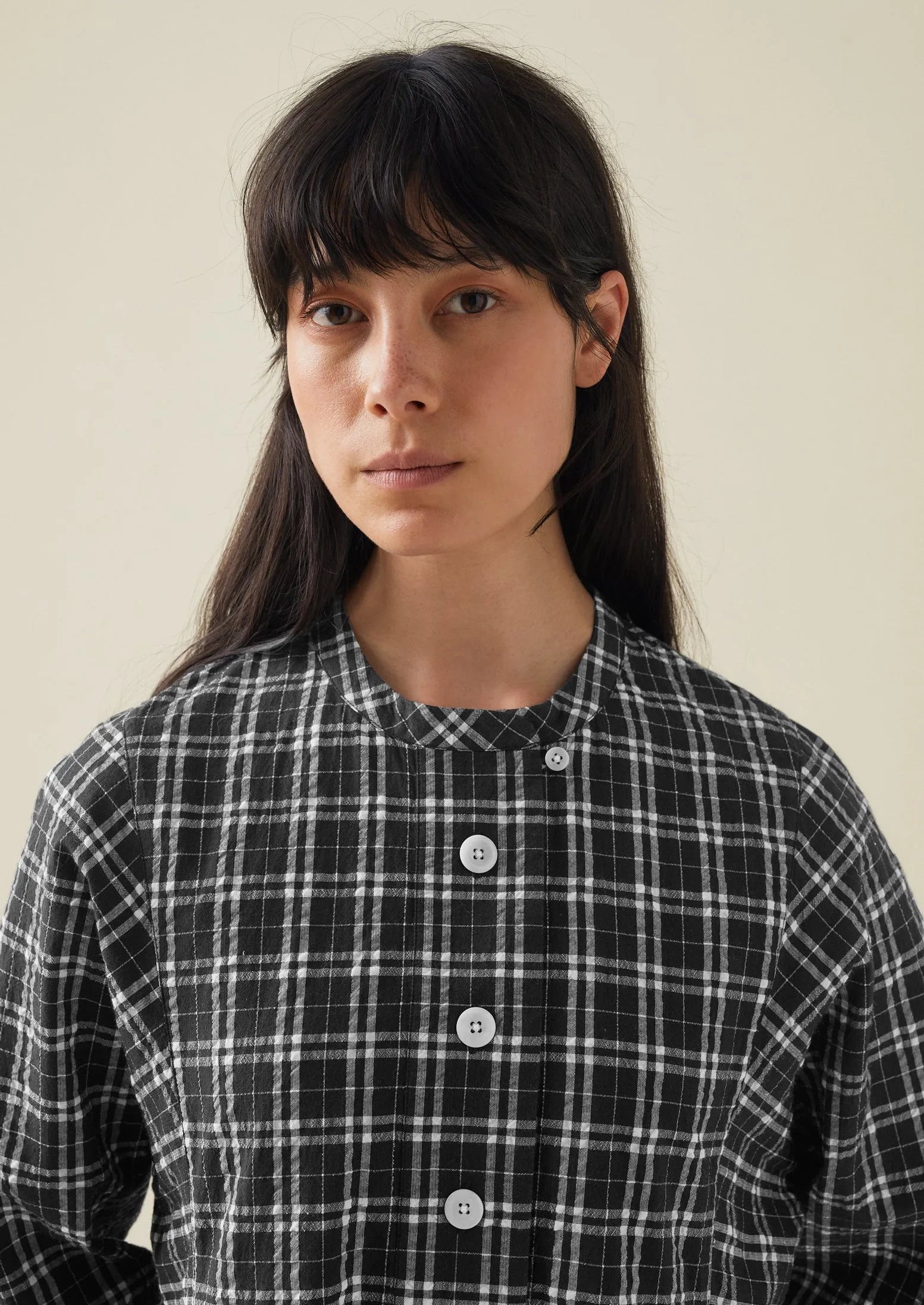 Check Cotton Wool Shirt Dress | Charcoal/Ecru sold by TOAST product image thumbnail 4