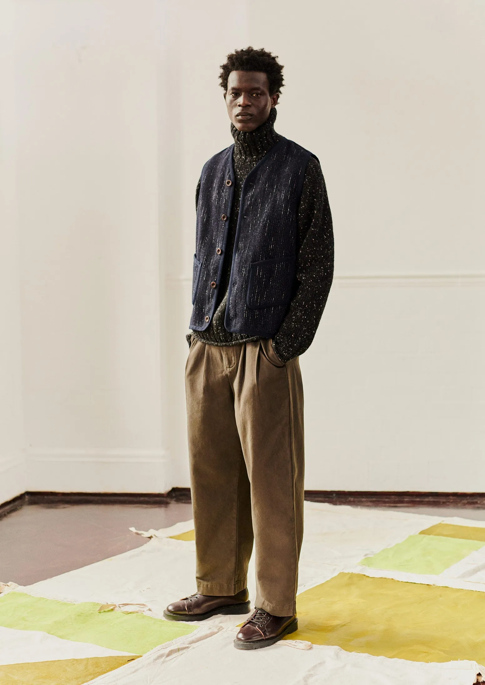 Bill Cotton Wide Leg Trousers | Dark Olive sold by TOAST product image thumbnail 3